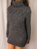 Diesel Cable Knit Turtleneck Dress/Sweater - Charcoal Grey - Size S