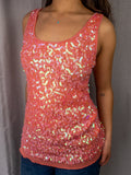 Y2K Crossroads Sequin Tank Top - Neon Coral - Size M