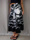 Y2K V.O.K Australia Printed A-Line Midi Skirt - Black/White - Size 8