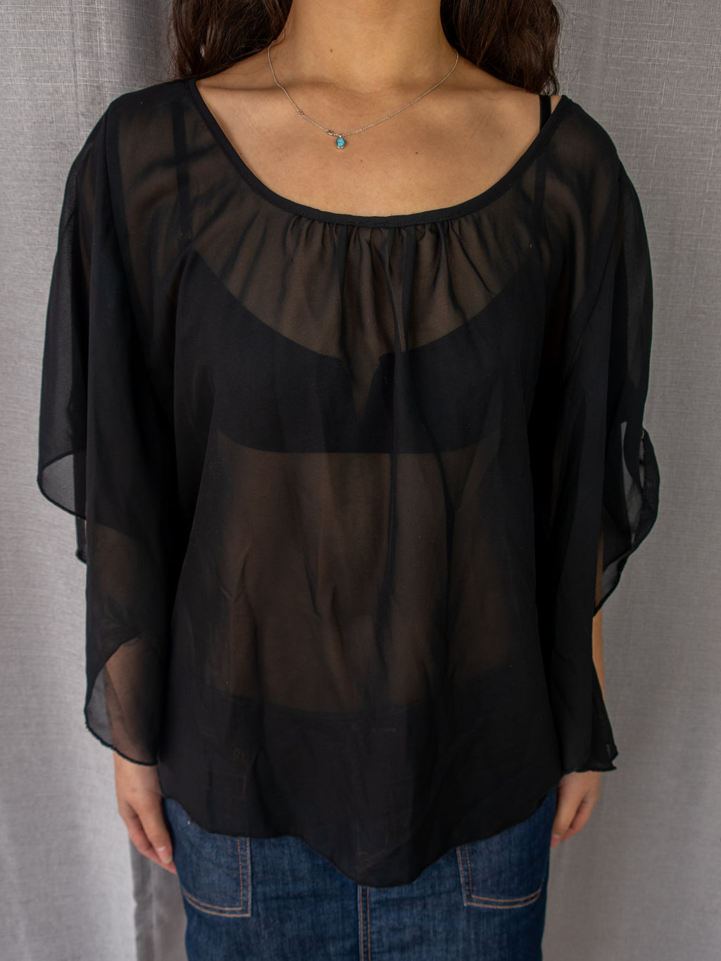 00s Red Berry Sheer Blouse - Size S