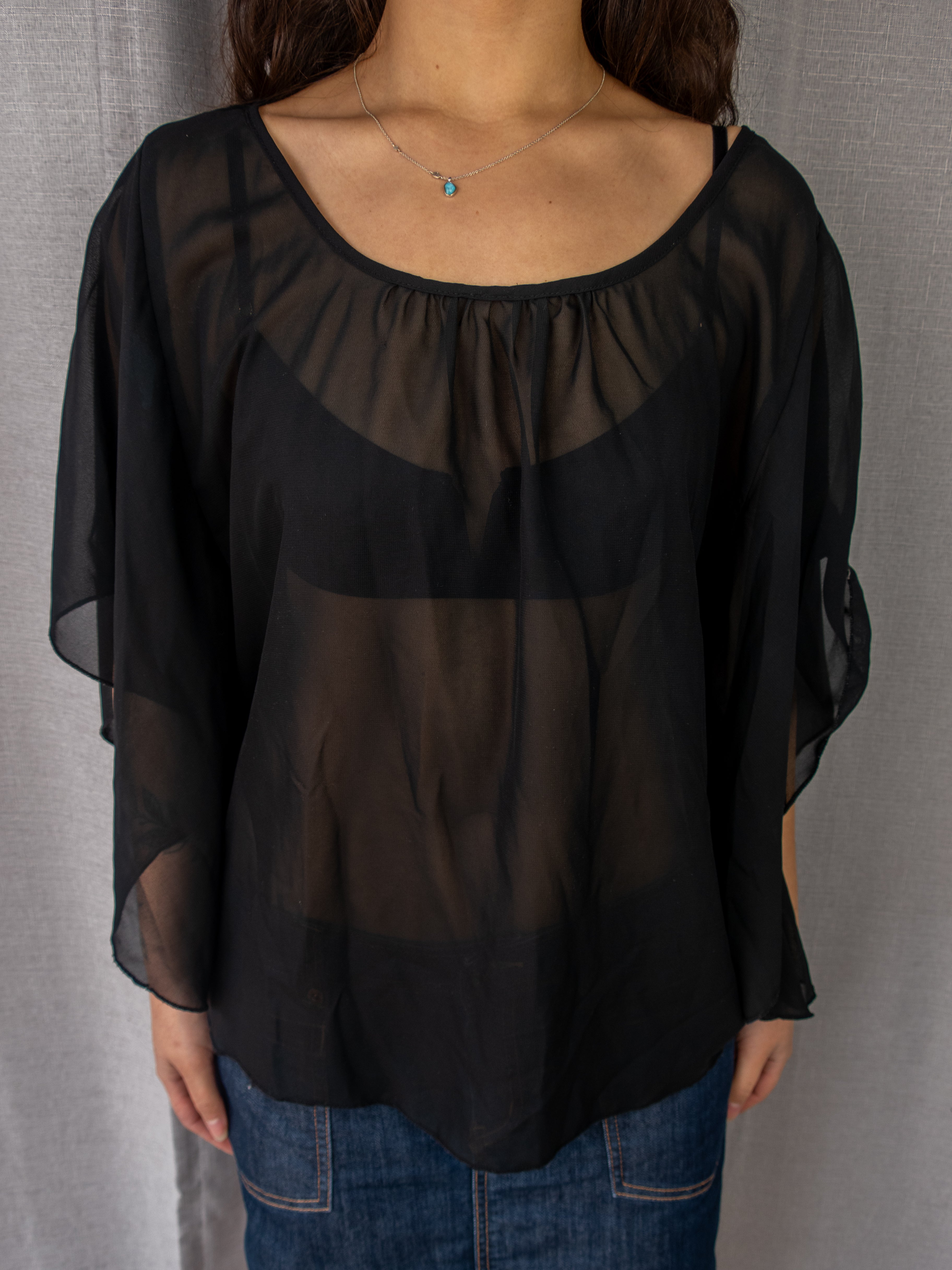 00s Red Berry Sheer Blouse - Size S