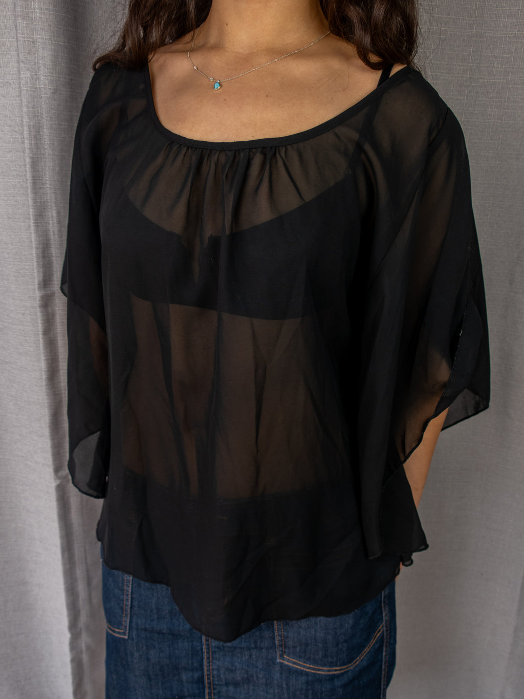 00s Red Berry Sheer Blouse - Size S