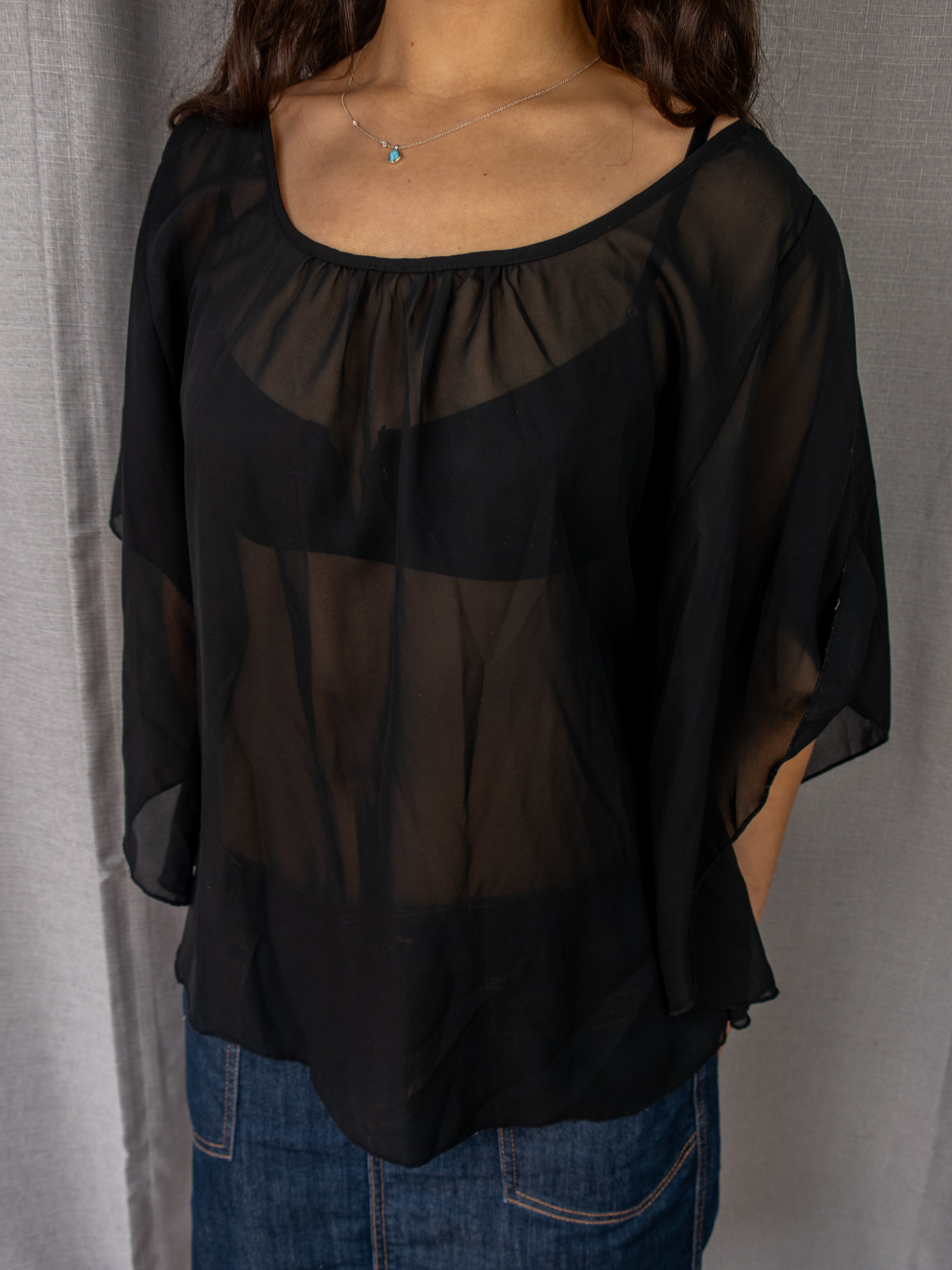 00s Red Berry Sheer Blouse - Size S