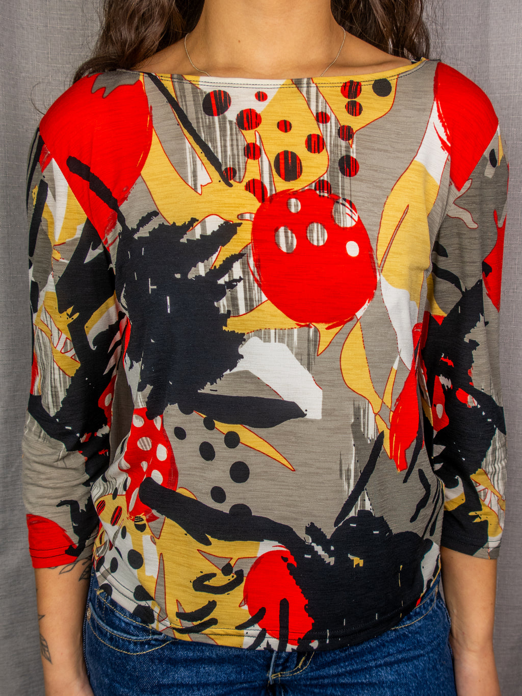 00s Ignazia Abstract Long Sleeve Top - Size S