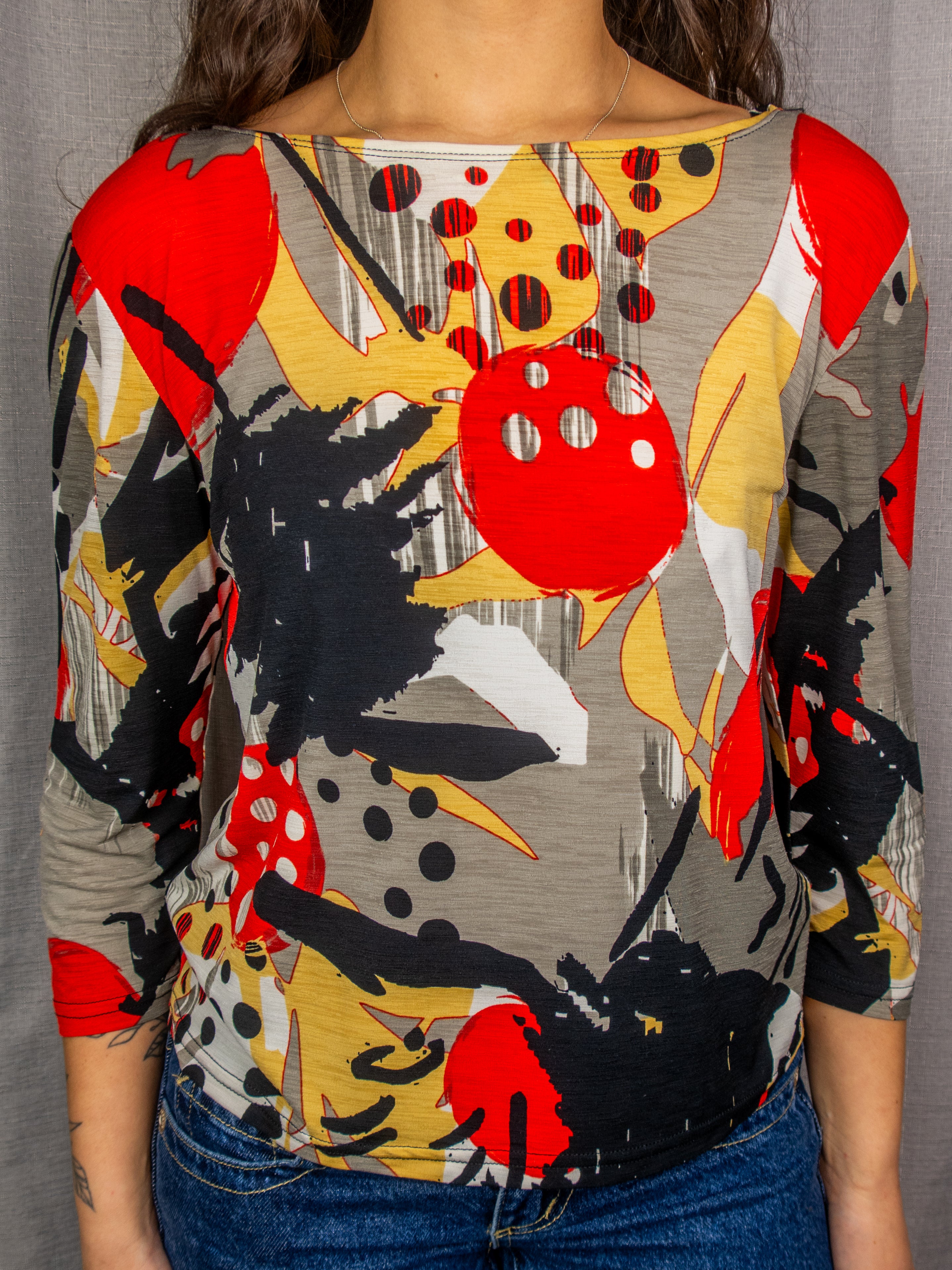 00s Ignazia Abstract Long Sleeve Top - Size S