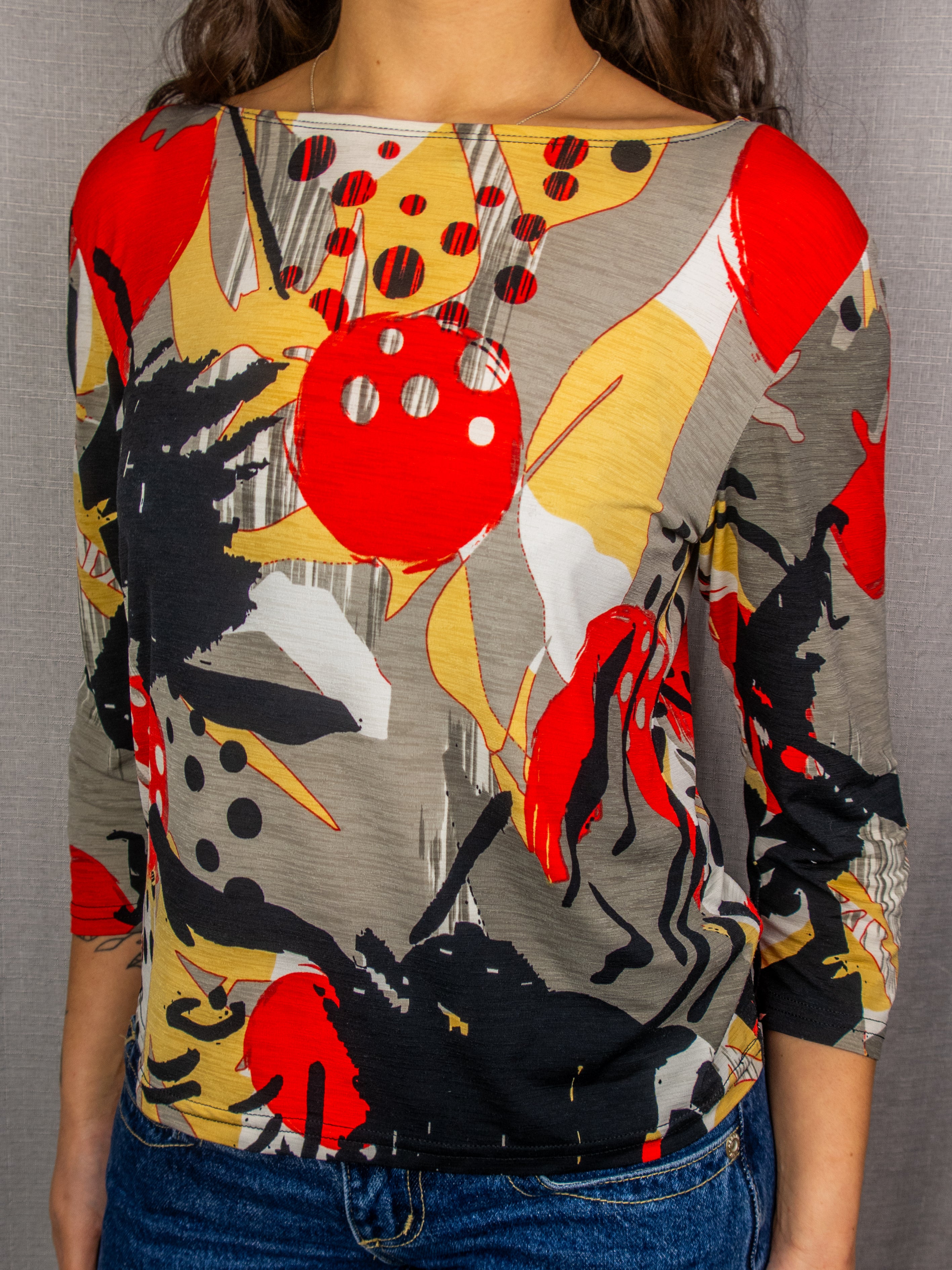00s Ignazia Abstract Long Sleeve Top - Size S