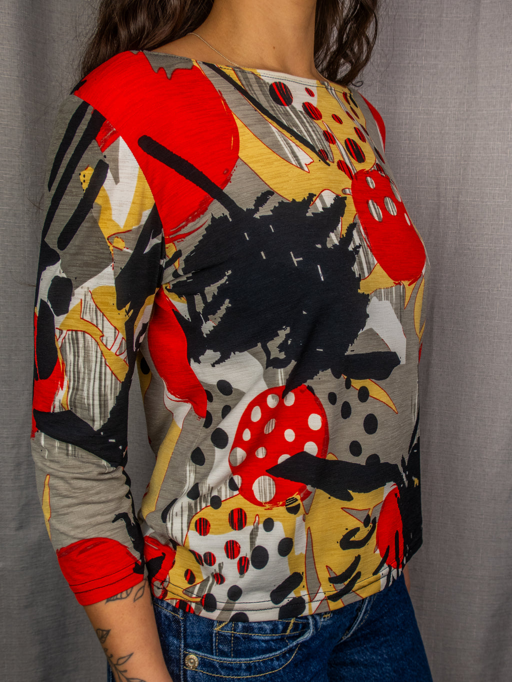 00s Ignazia Abstract Long Sleeve Top - Size S