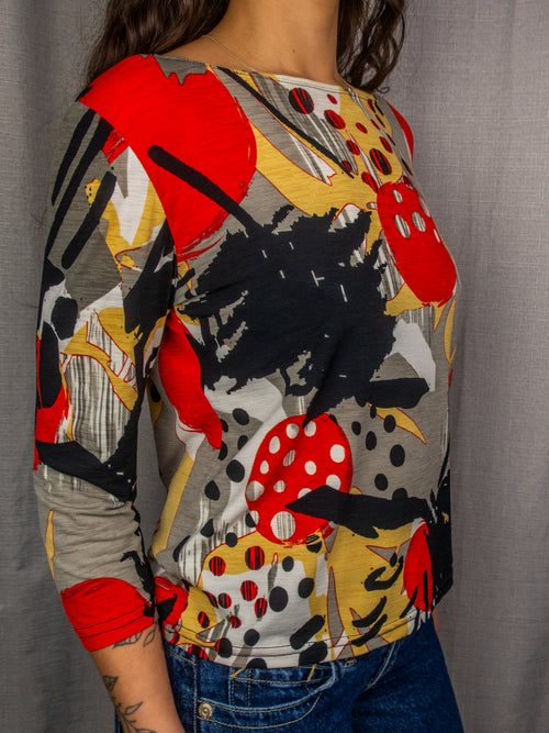 00s Ignazia Abstract Long Sleeve Top - Size M