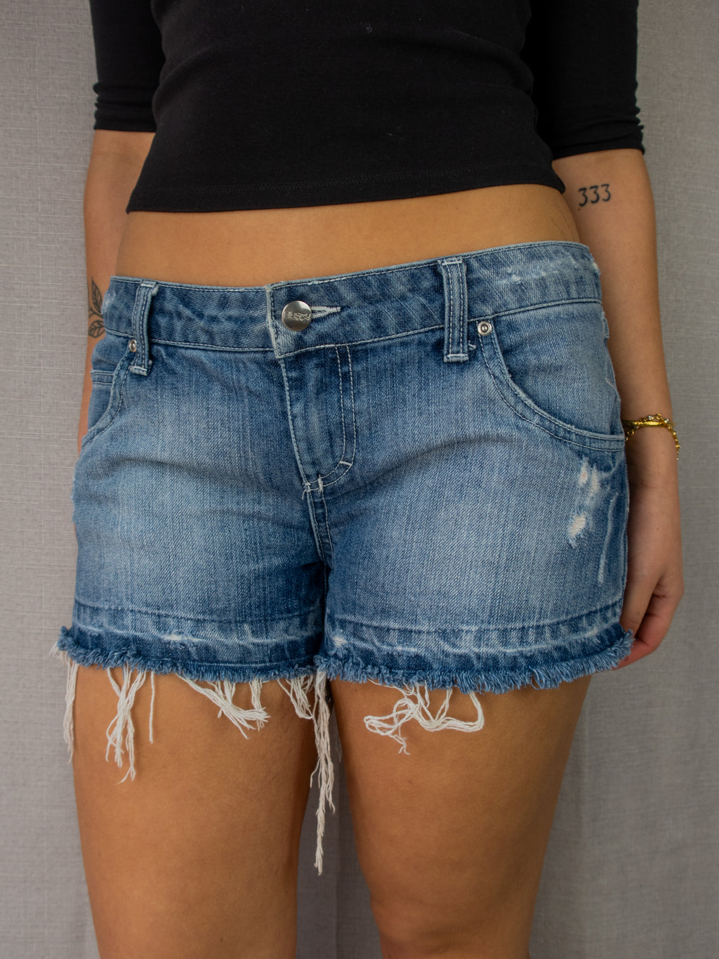 Y2K Rusty Denim Mini Shorts - Size M
