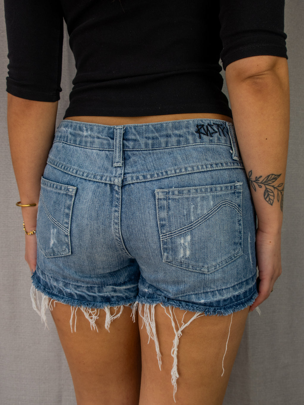 Y2K Rusty Denim Mini Shorts - Size M