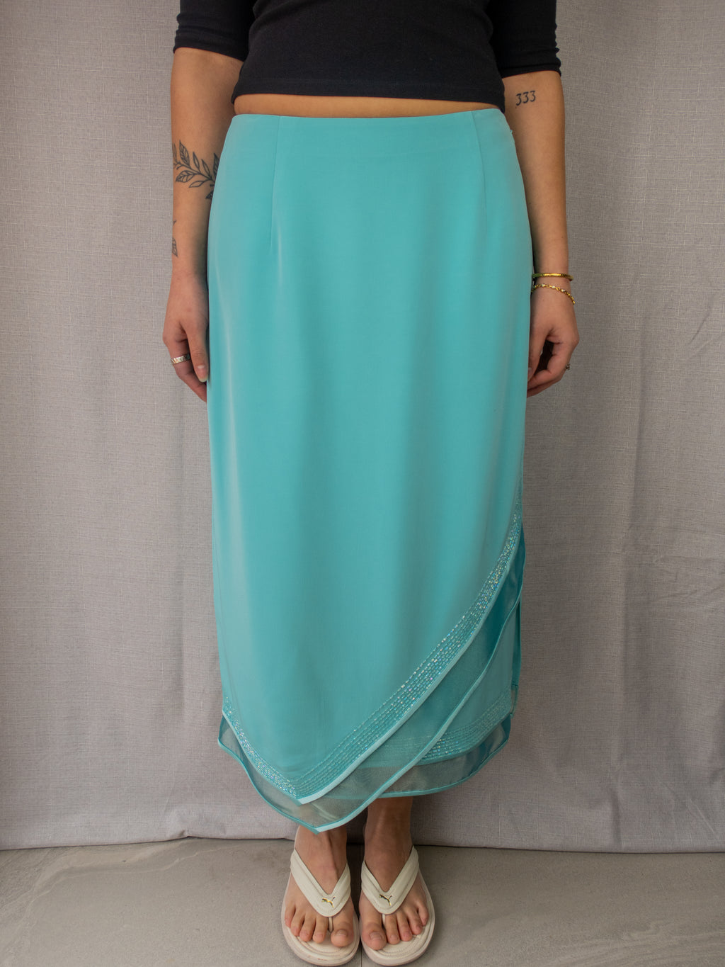 00s Brin de Femme Asymmetric Midi Skirt - Size S