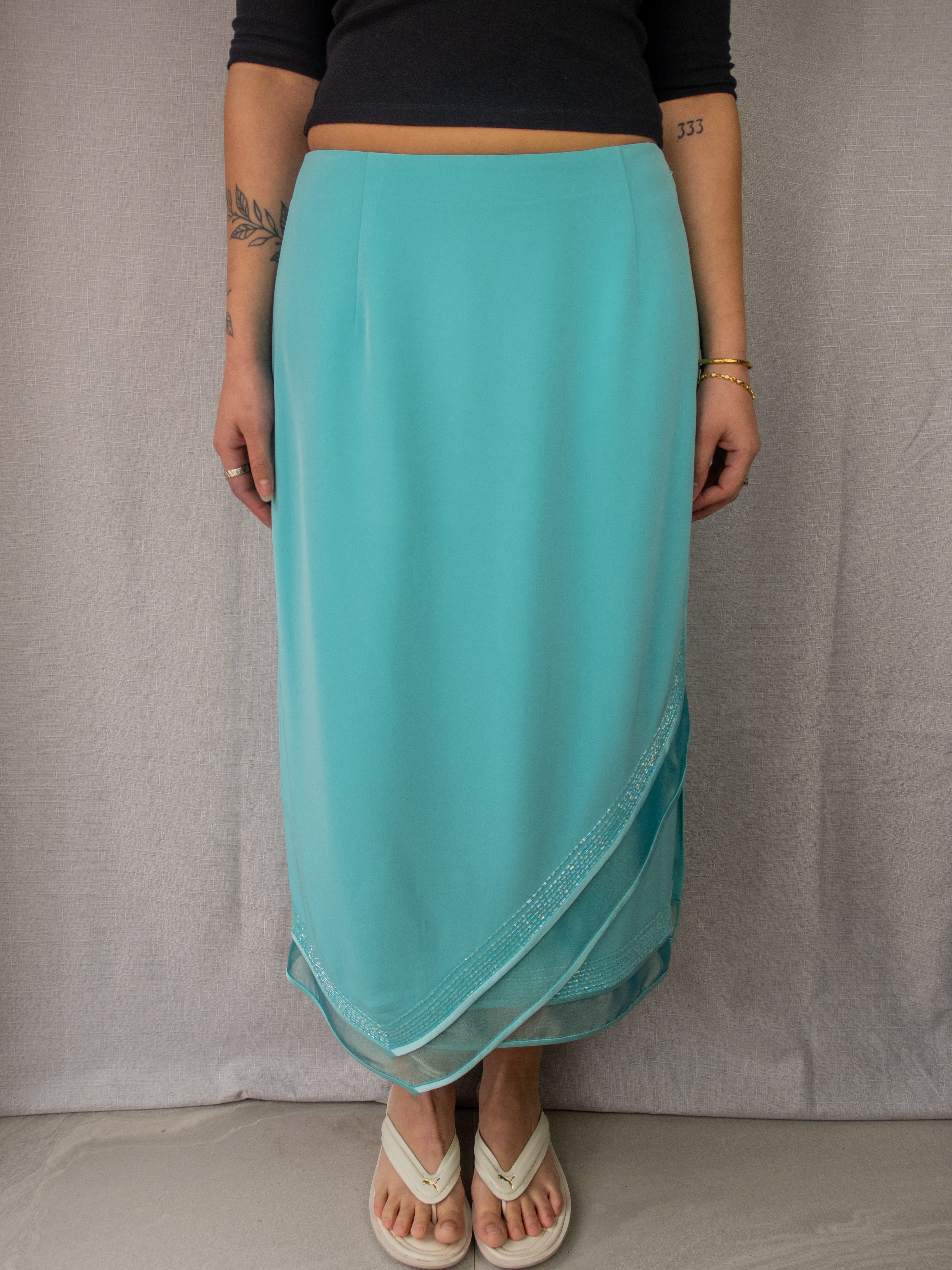 Y2K Brin de Femme Asymmetric Midi Skirt - Size S