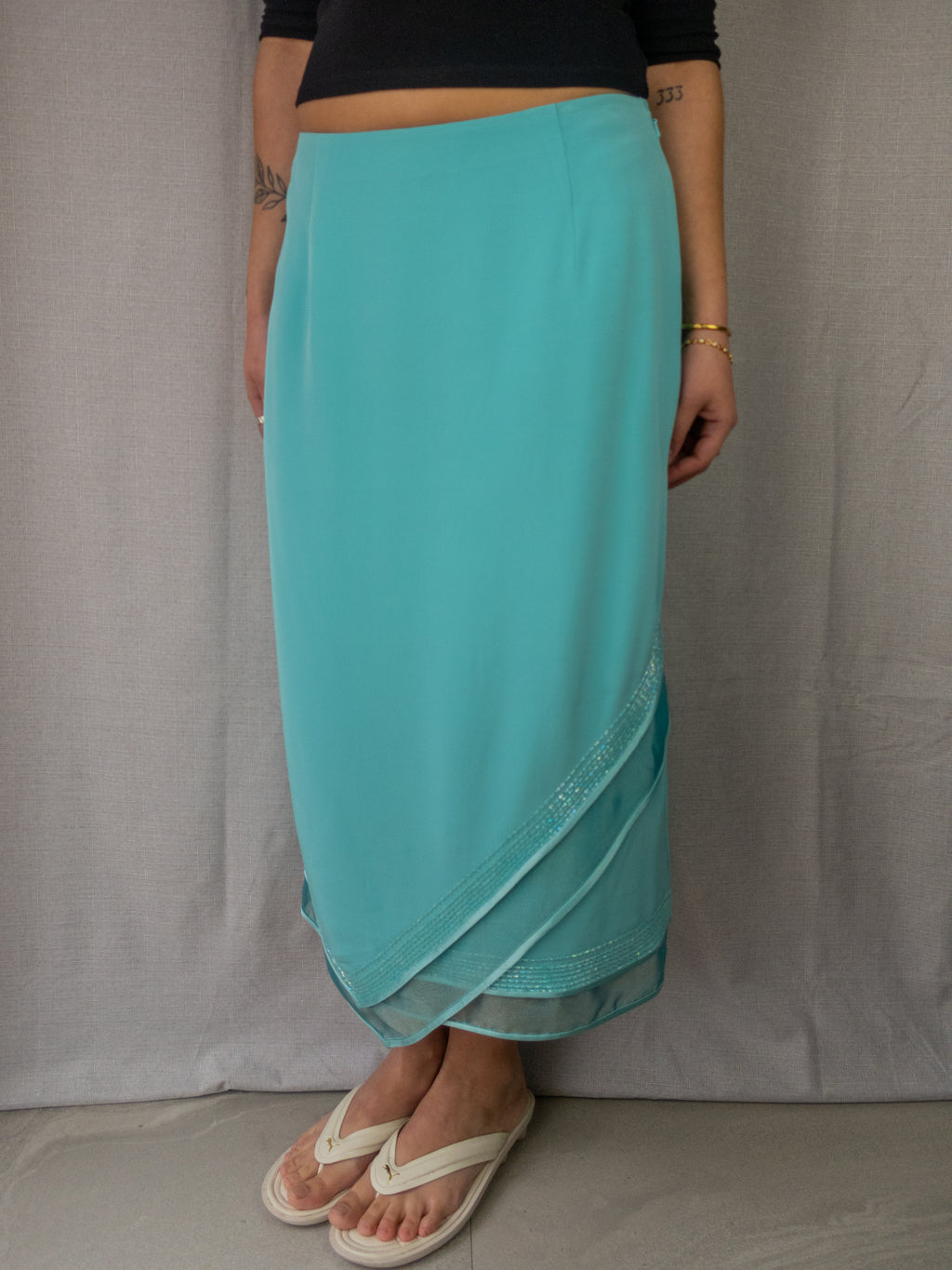 00s Brin de Femme Asymmetric Midi Skirt - Size S