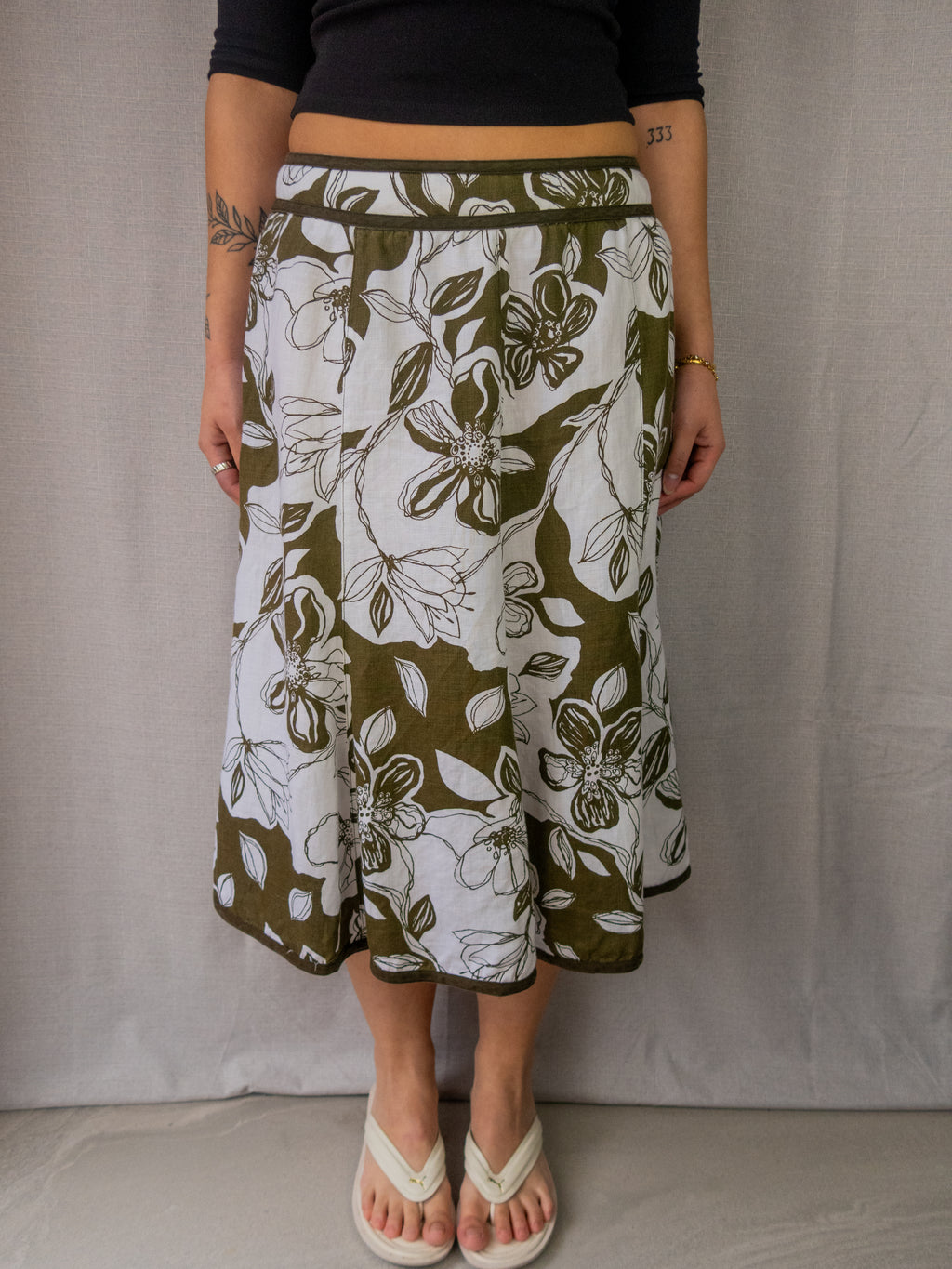 Stitches Petite Linen Midi Skirt - Size S