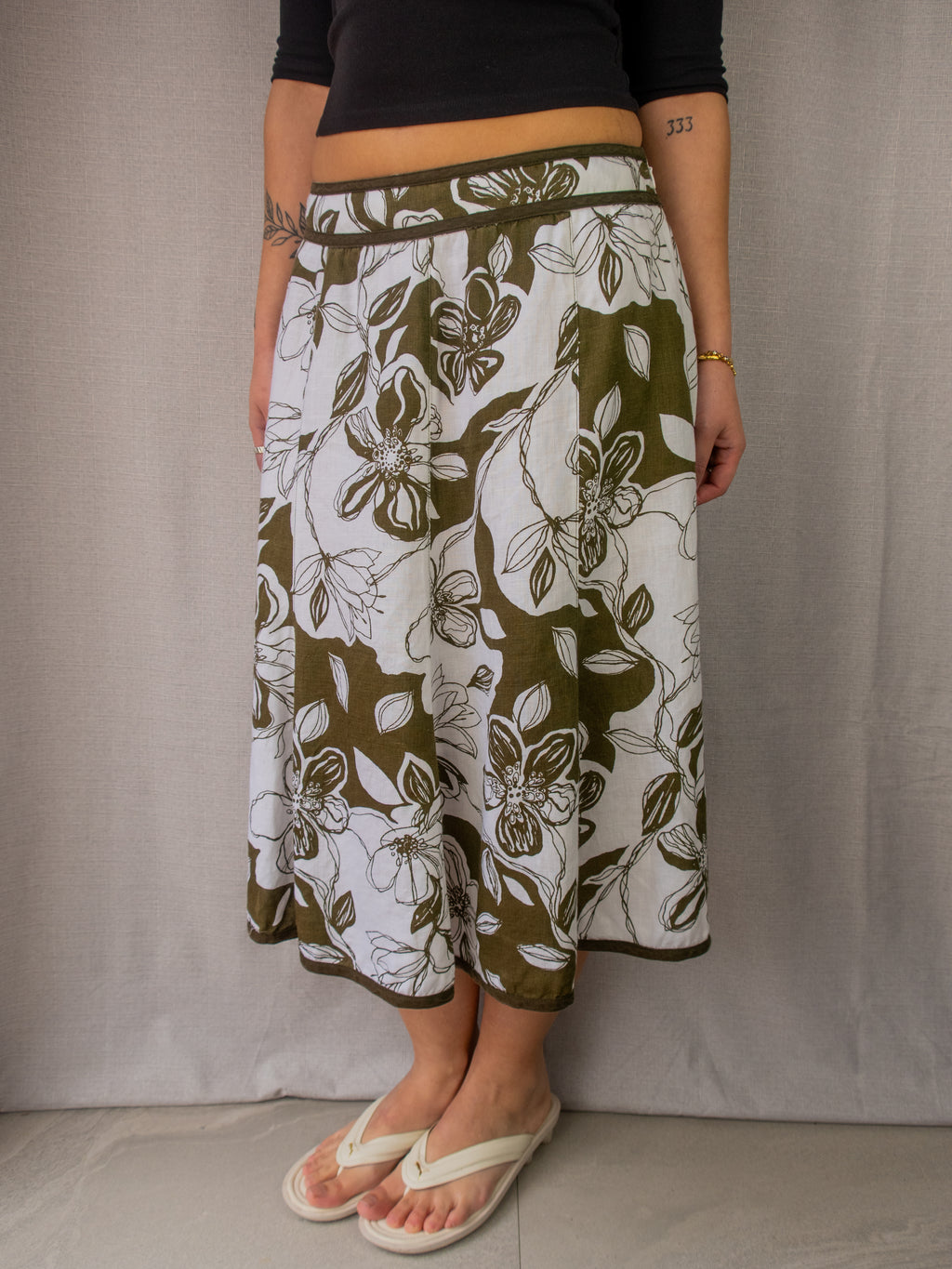 Stitches Petite Linen Midi Skirt - Size S