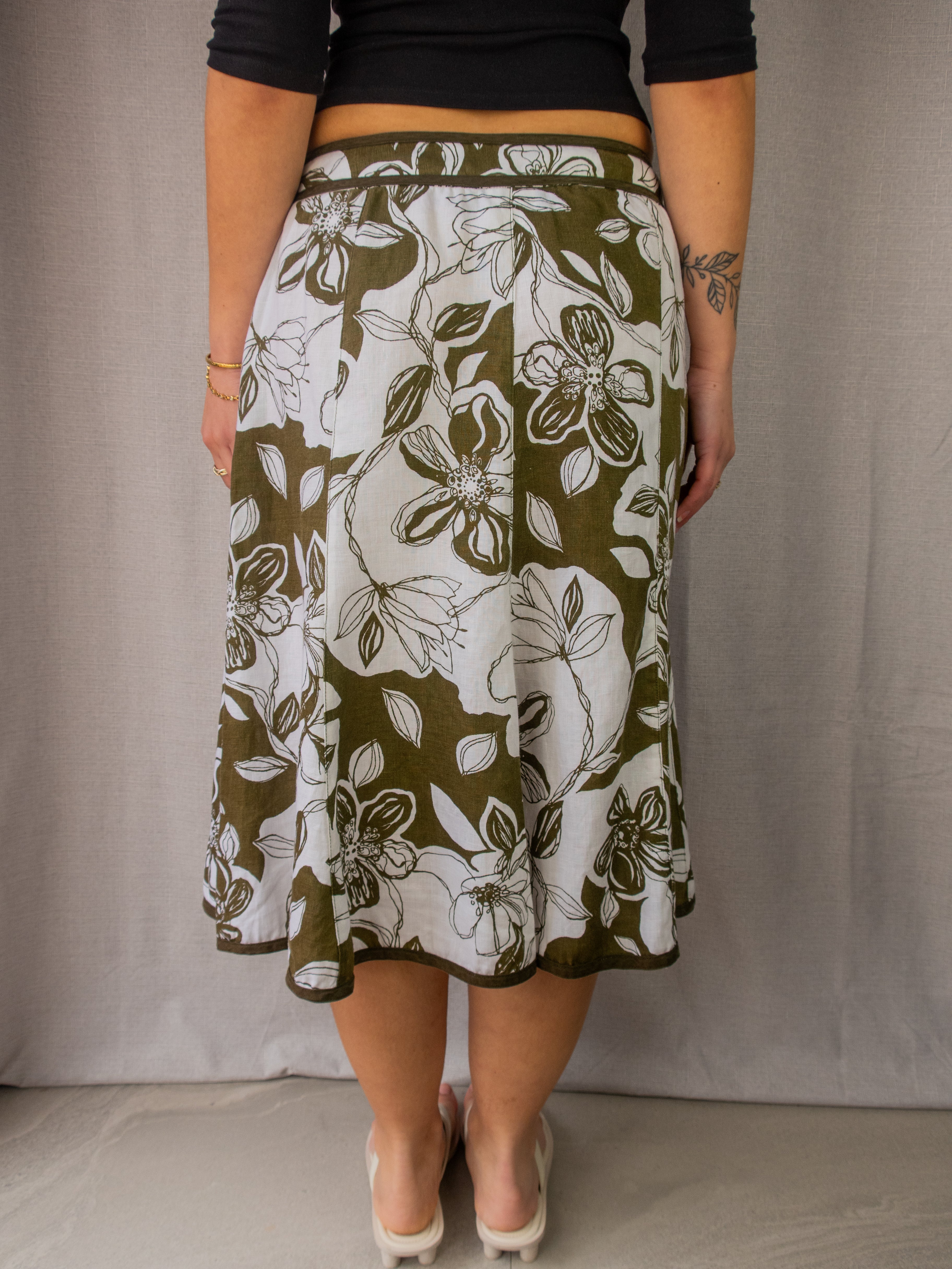 Stitches Petite Linen Midi Skirt - Size S