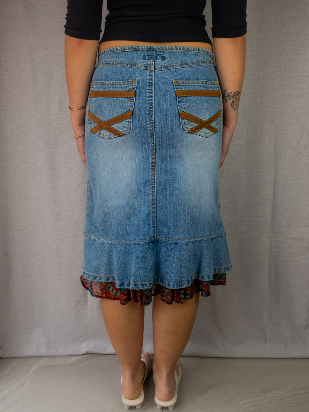 Y2K Grab Denim Midi Skirt - Size S