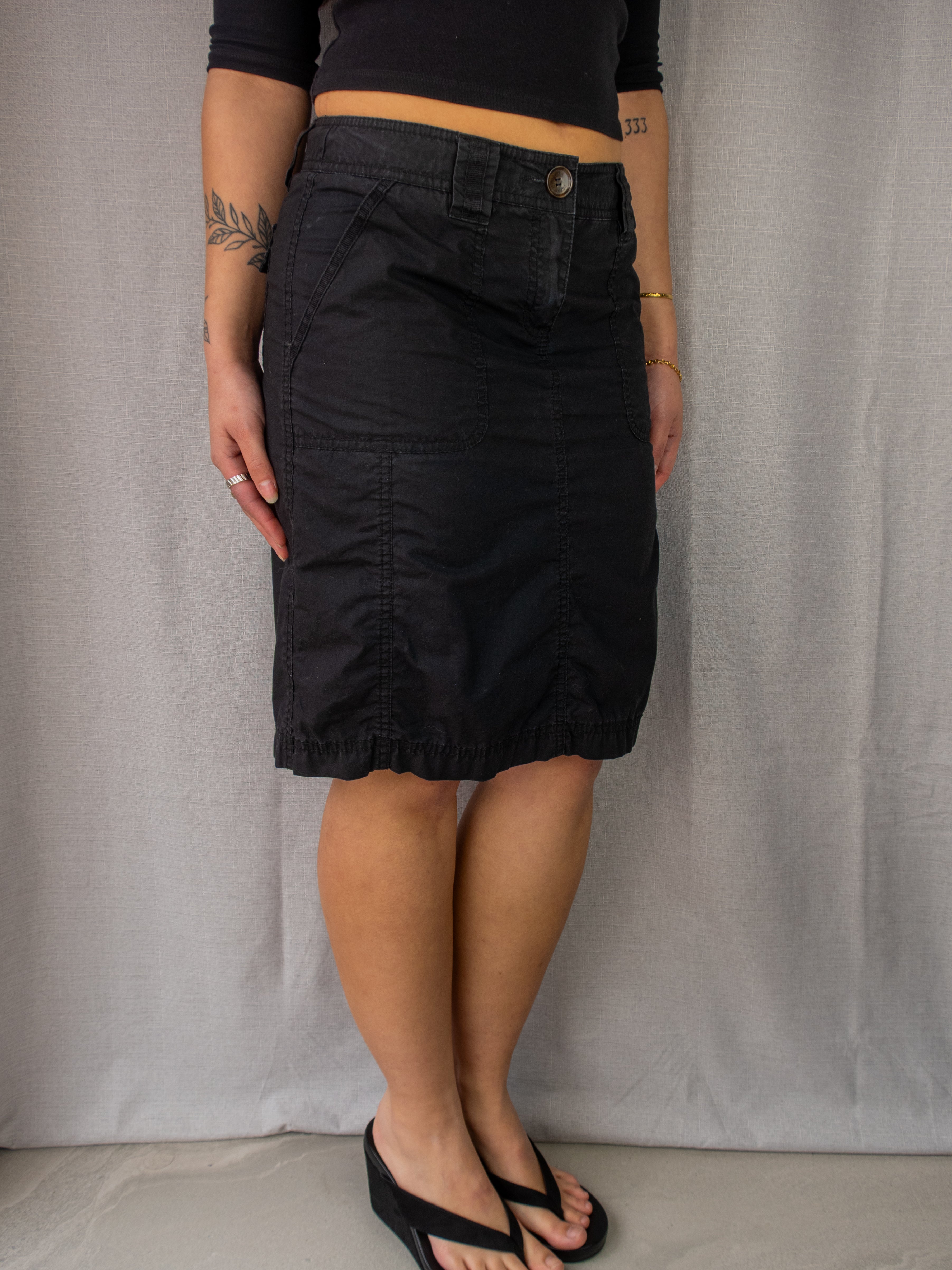 Y2K Esprit Utility Midi Skirt - Size XS