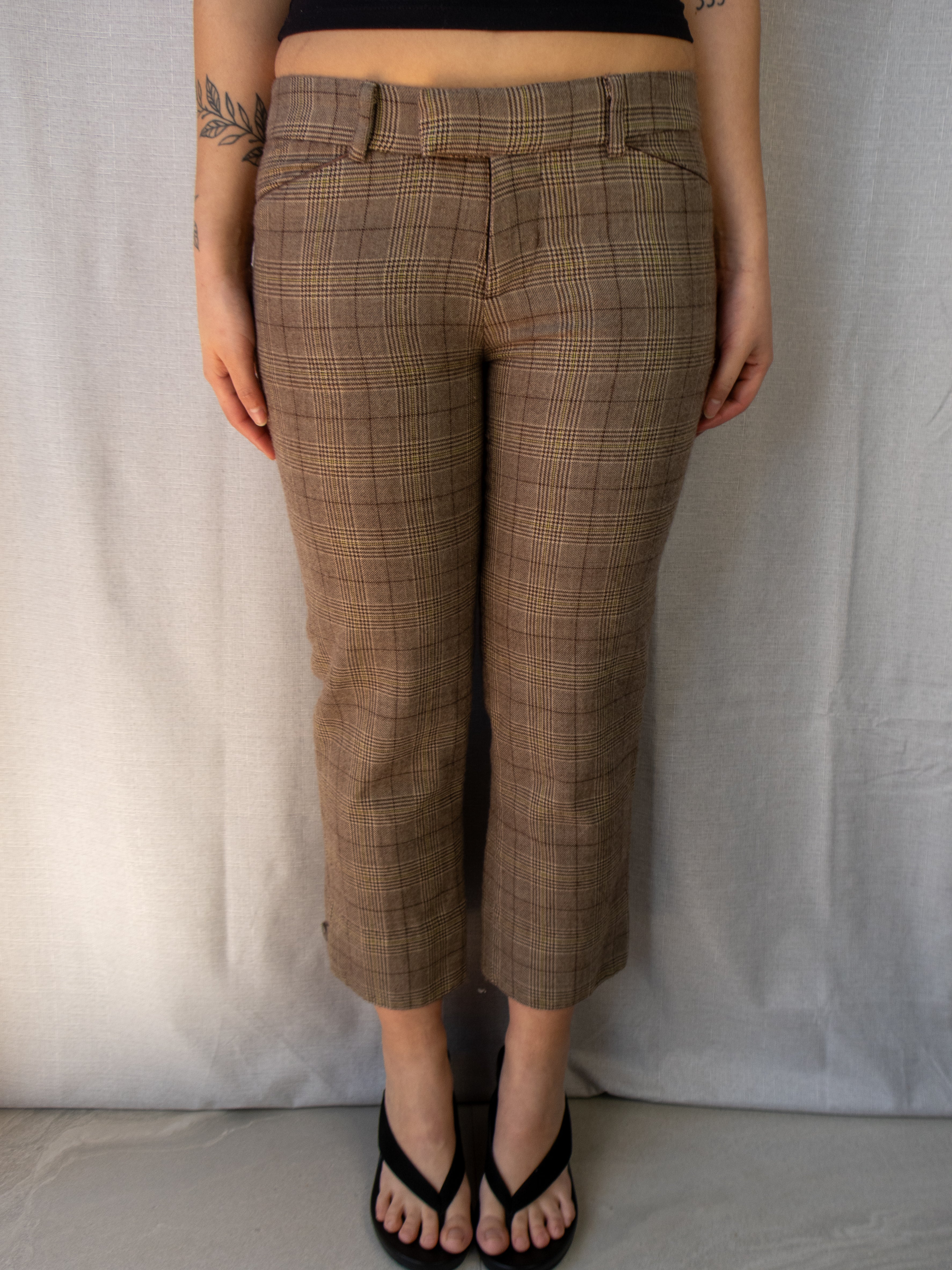 00s Miss Shop Check Capri Pants - Size XS