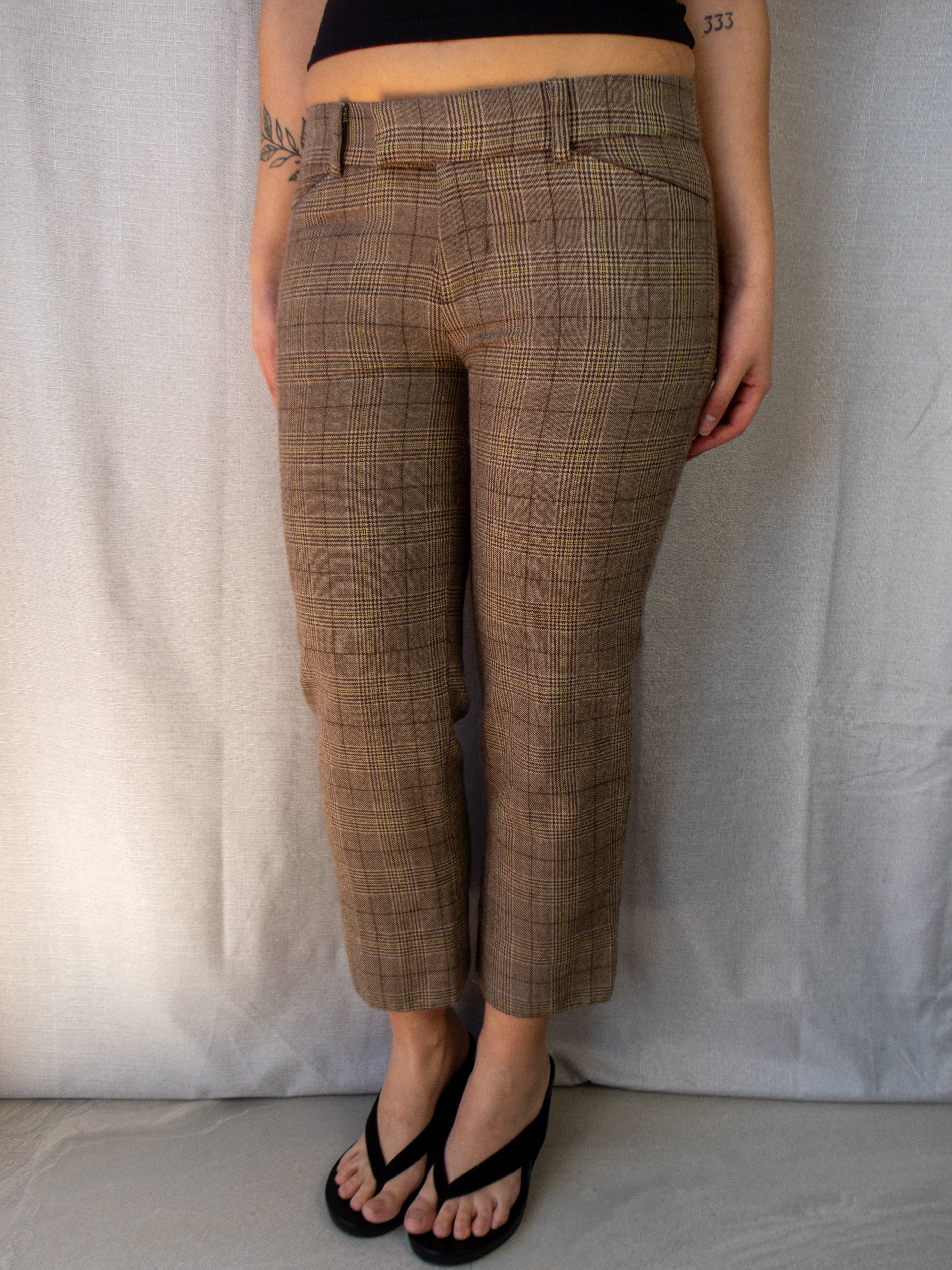 00s Miss Shop Check Capri Pants - Size XS