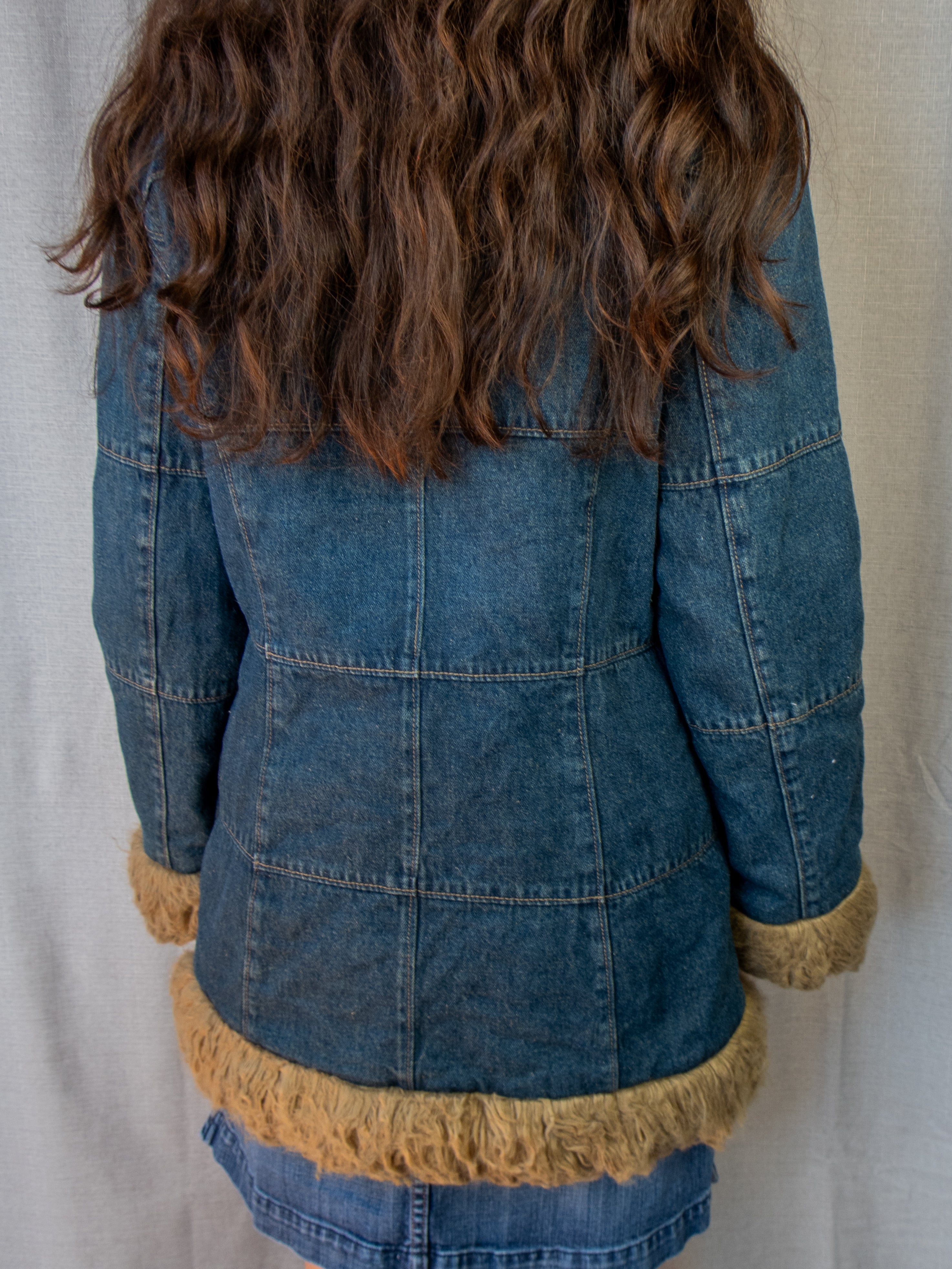 00s Esprit Faux Fur Denim Jacket - Size M