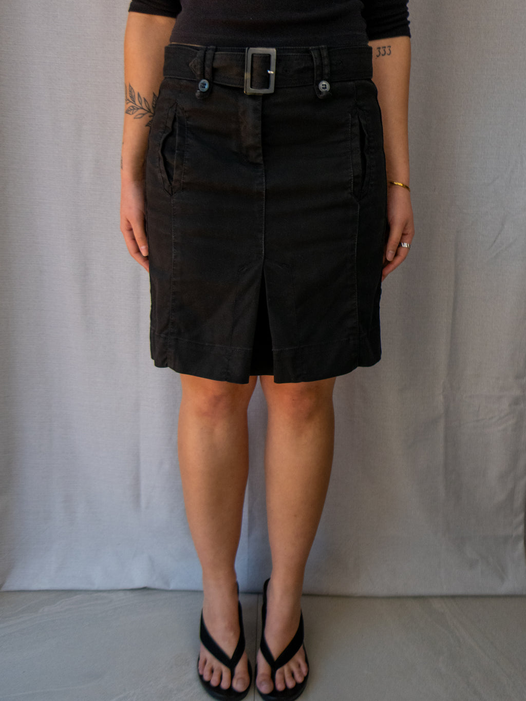 00s Esprit Black Belted Mini Skirt - Size XS