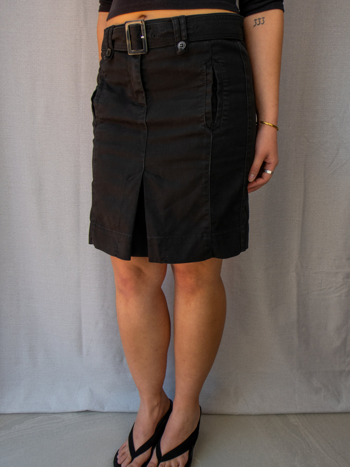 00s Esprit Black Belted Mini Skirt - Size XS