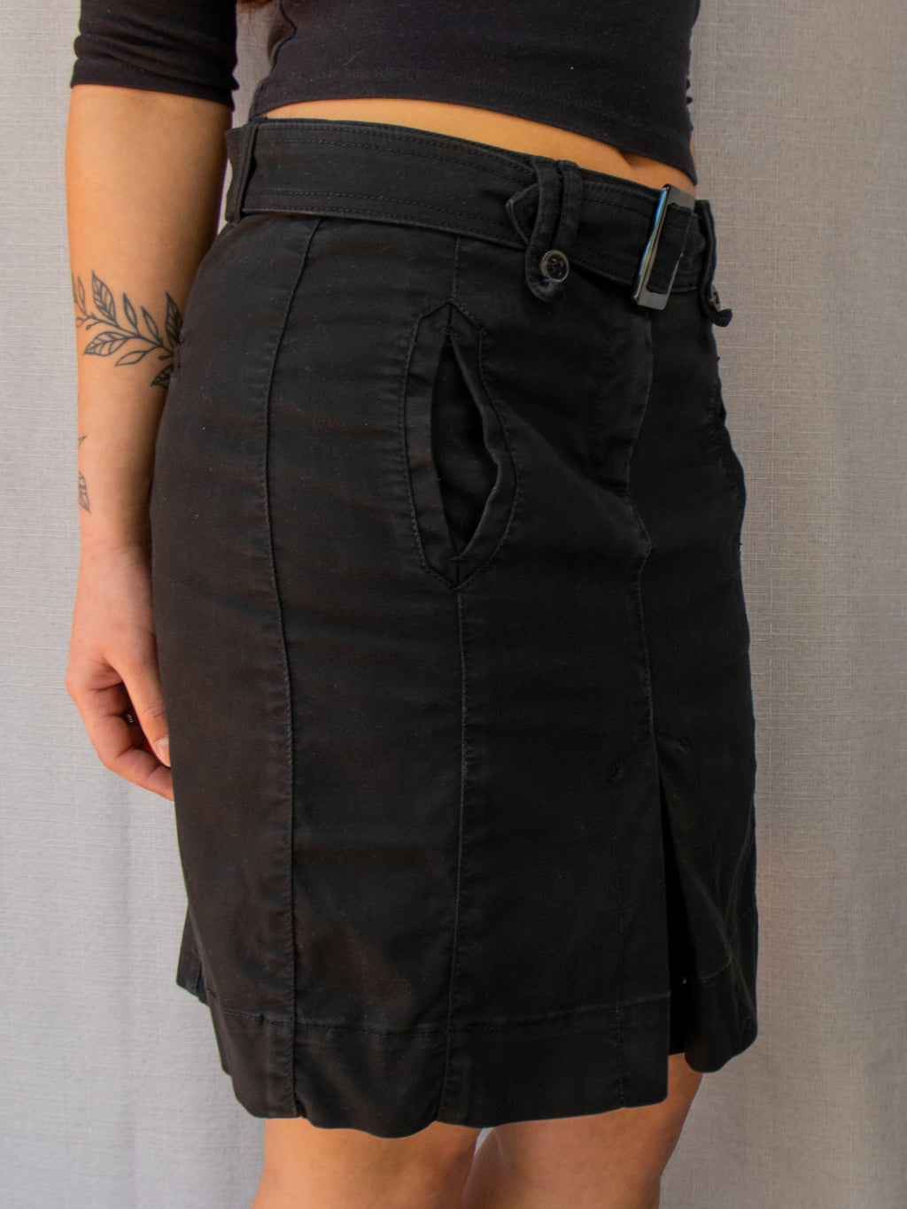 00s Esprit Black Belted Mini Skirt - Size XS