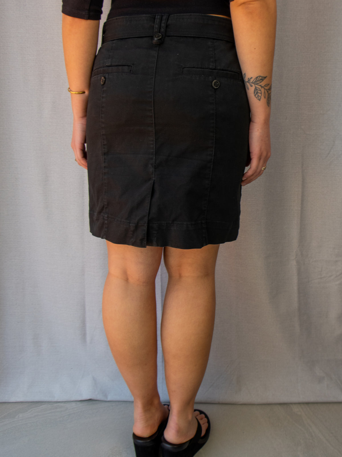 00s Esprit Black Belted Mini Skirt - Size XS