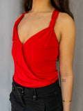 Y2K Bebe Red Draped Bodysuit - Size XS