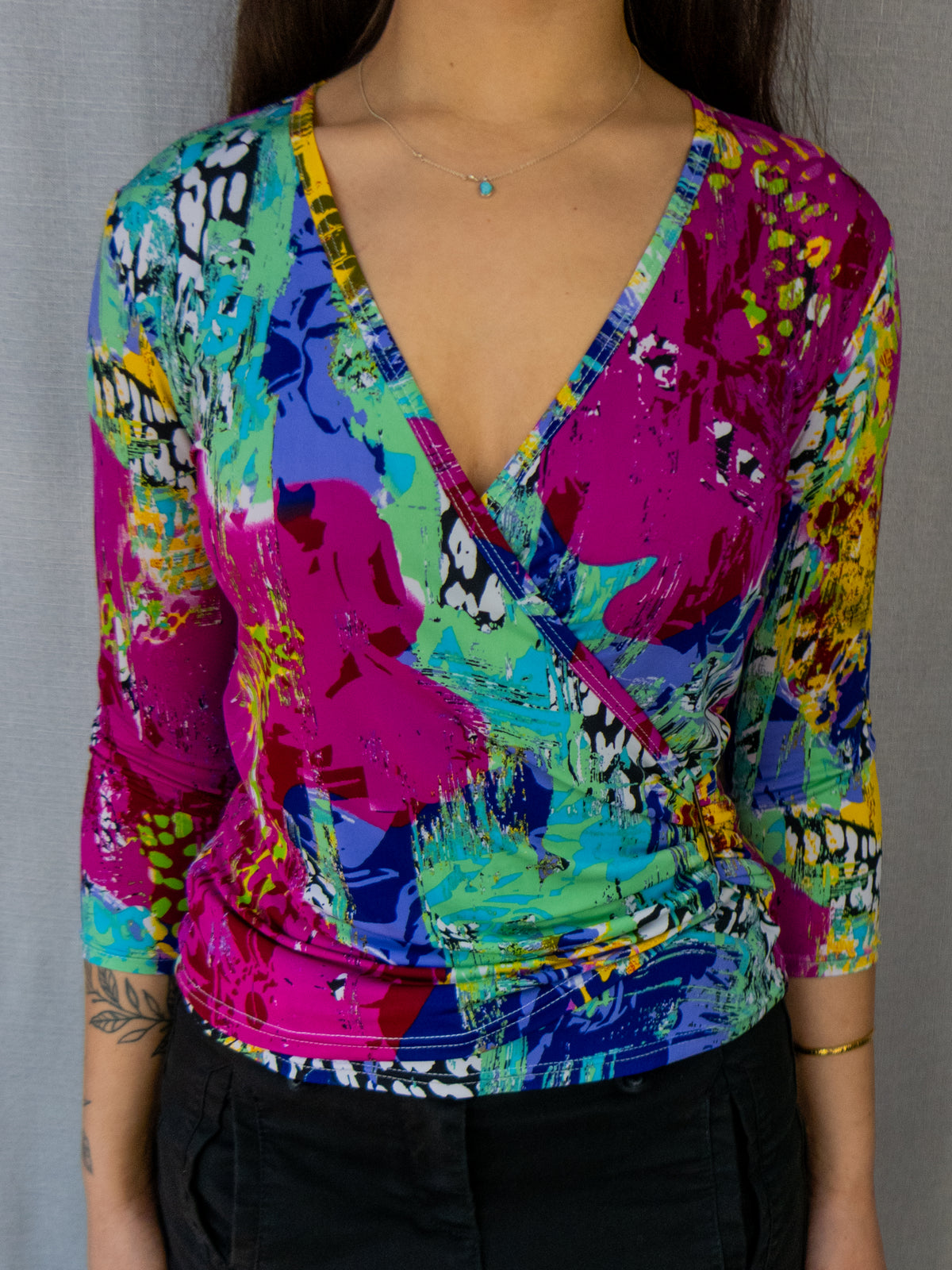 Y2K Covers Abstract Wrap Top - Size M