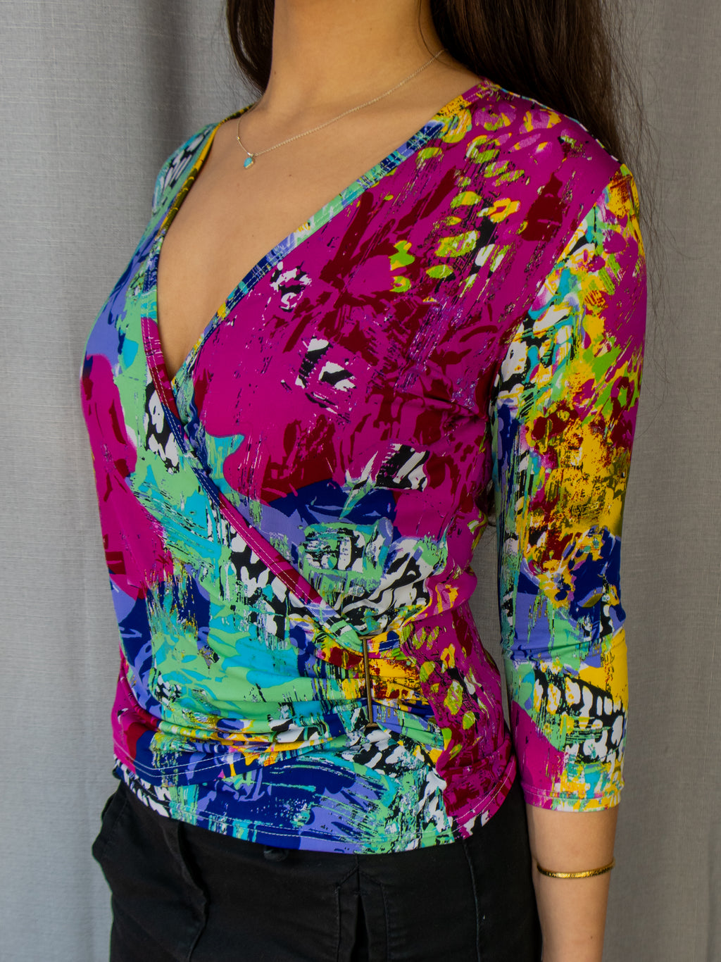 Y2K Covers Abstract Wrap Top - Size M