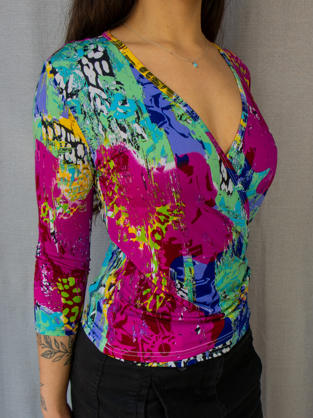 Y2K Covers Abstract Wrap Top - Size M