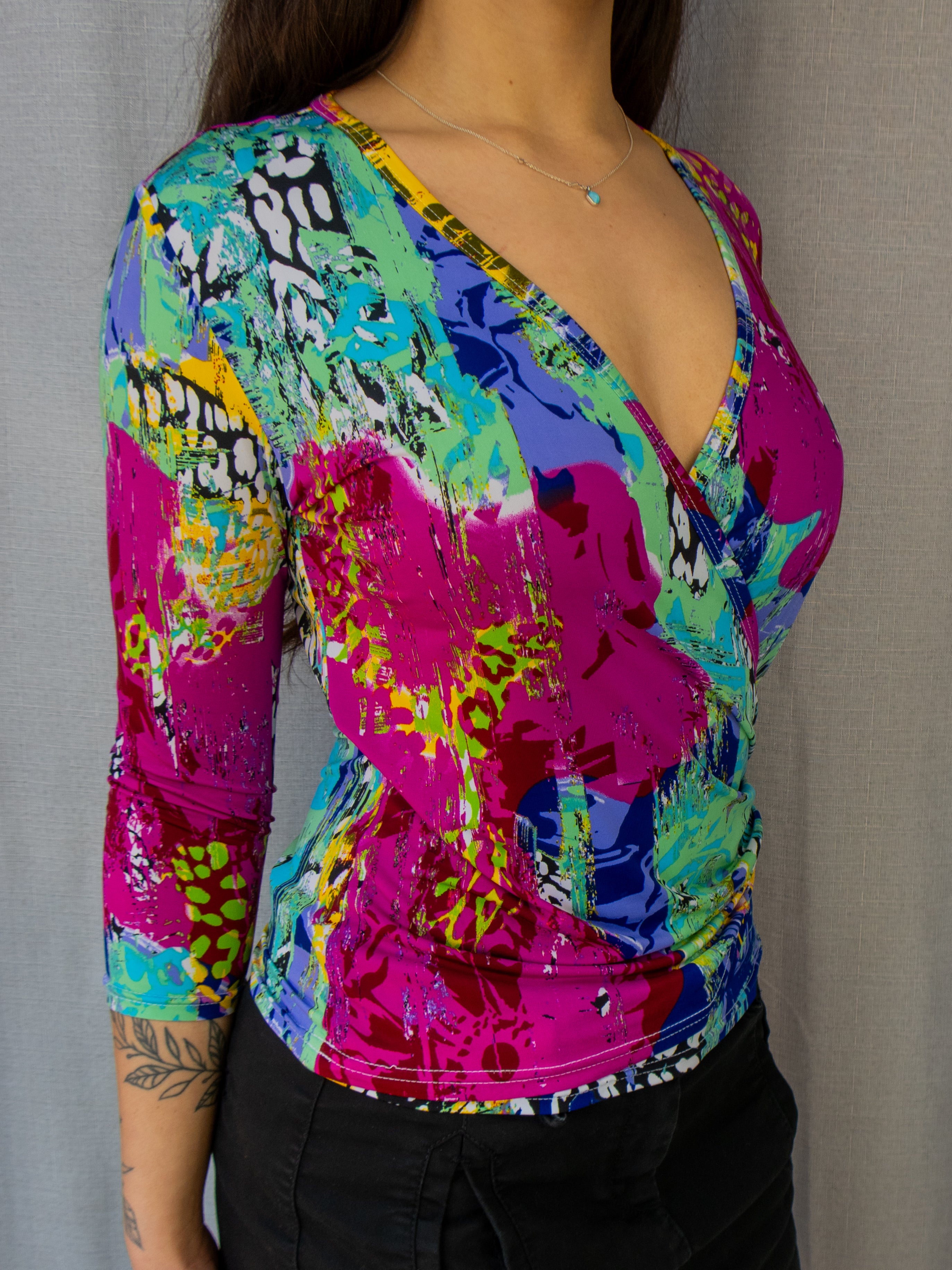 Y2K Covers Abstract Wrap Top - Size M