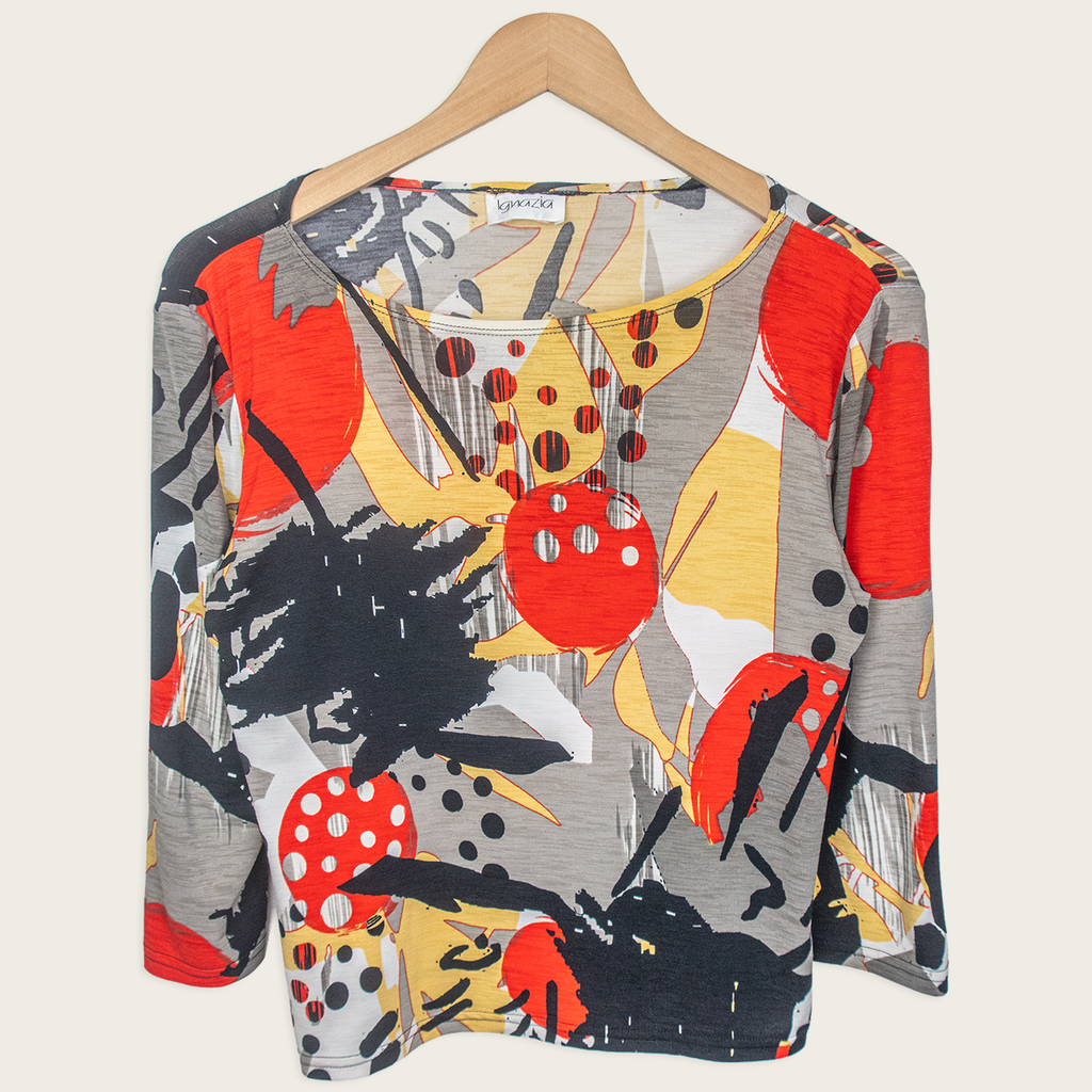 00s Ignazia Abstract Long Sleeve Top - Size S