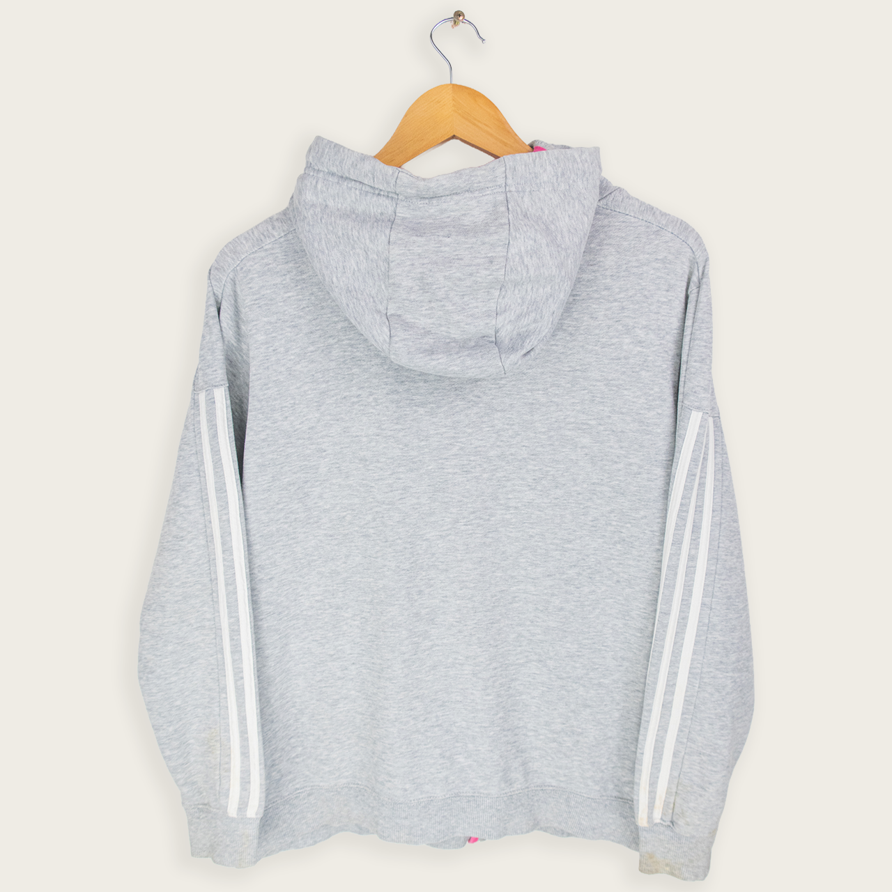 Y2K Adidas Hooded Jacket - Grey Pink Detail - Size M
