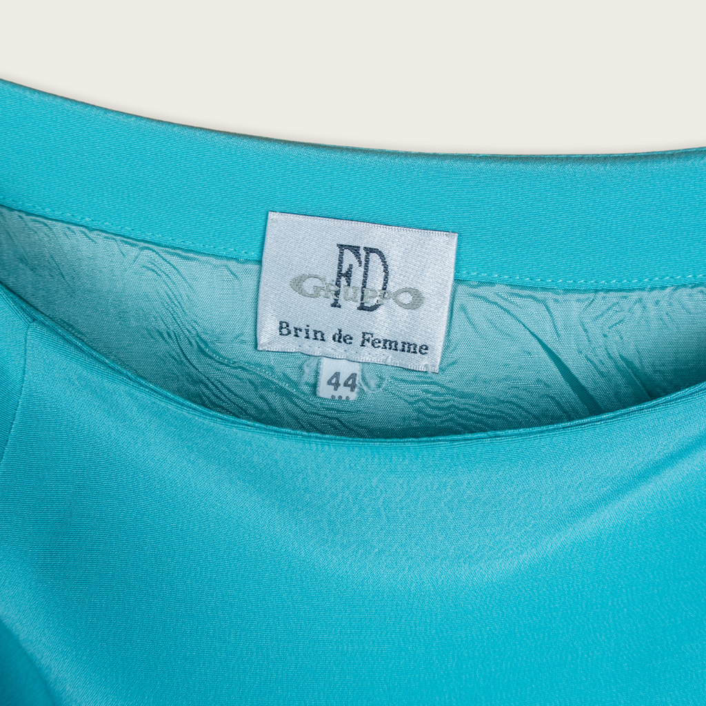 Y2K Brin de Femme Asymmetric Midi Skirt - Aqua Blue - Size 10