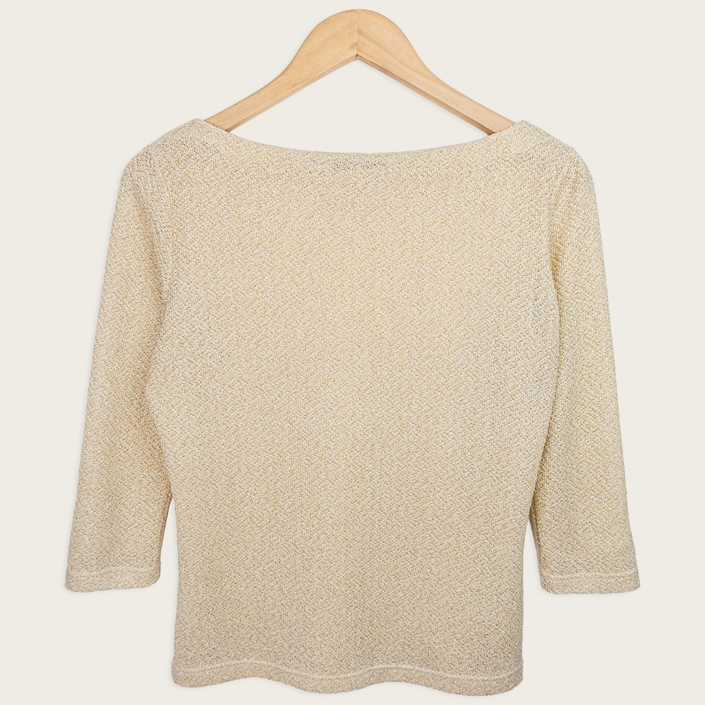 Vintage Peter Metchev Gold Lurex Knit Top - Champagne - Size 10