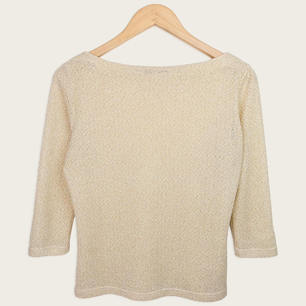 Vintage Peter Metchev Gold Lurex Knit Top - Champagne - Size 10