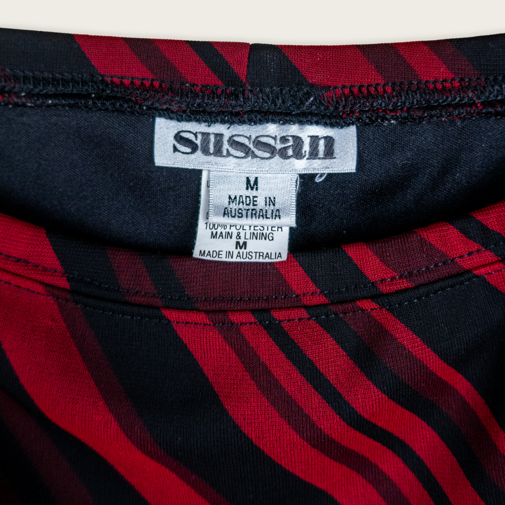 Y2K Sussan Midi Skirt – Red Stripe – Size M