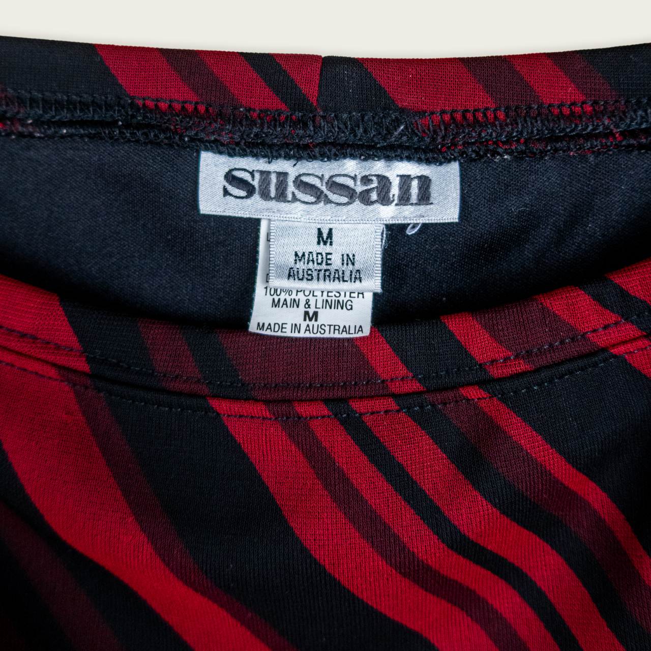 Y2K Sussan Midi Skirt – Red Stripe – Size M