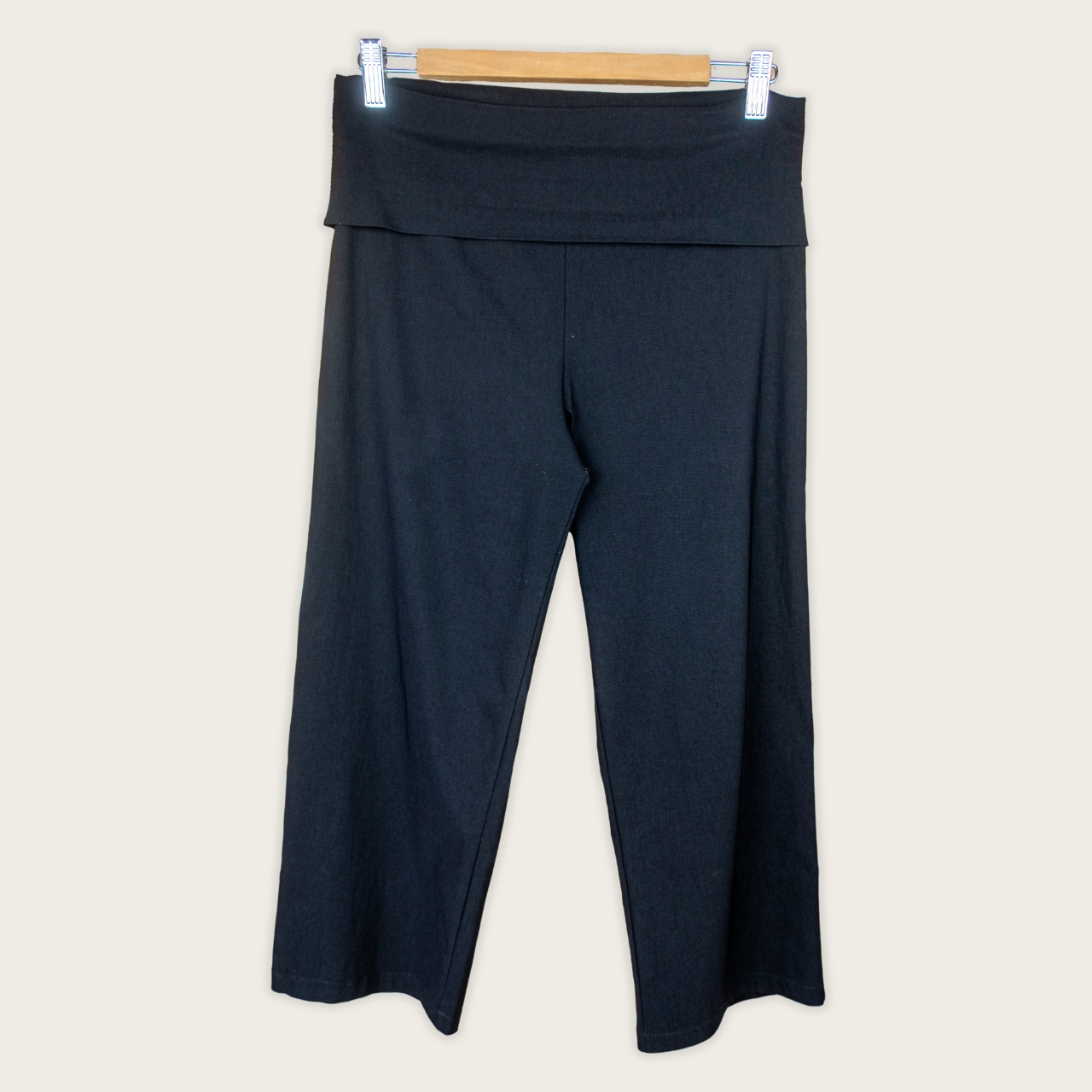 Y2K Sha Sha Foldover Cropped Pants - Black Stretch - Size 10