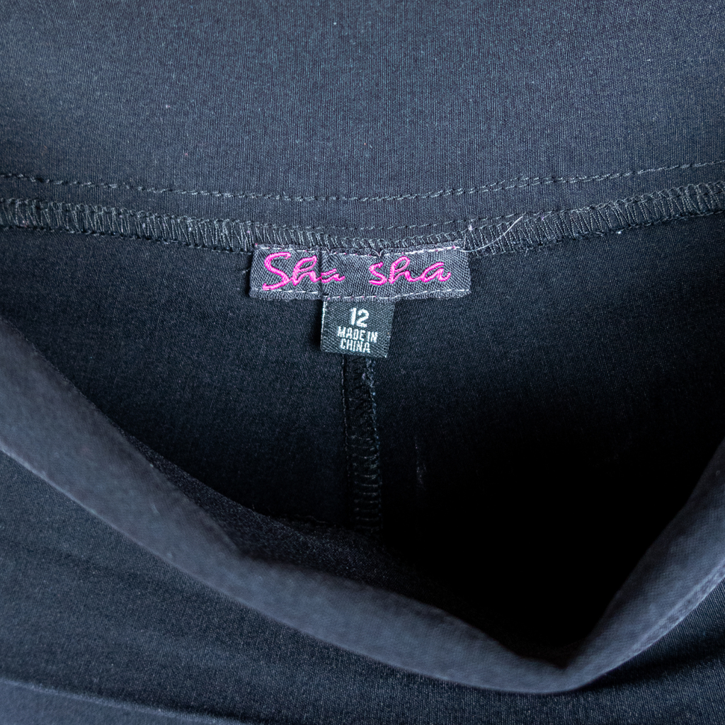 Y2K Sha Sha Foldover Cropped Pants - Black Stretch - Size 10