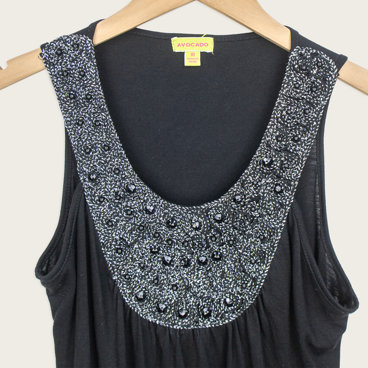 Y2K Avocado Embellished Tank Top - Size M