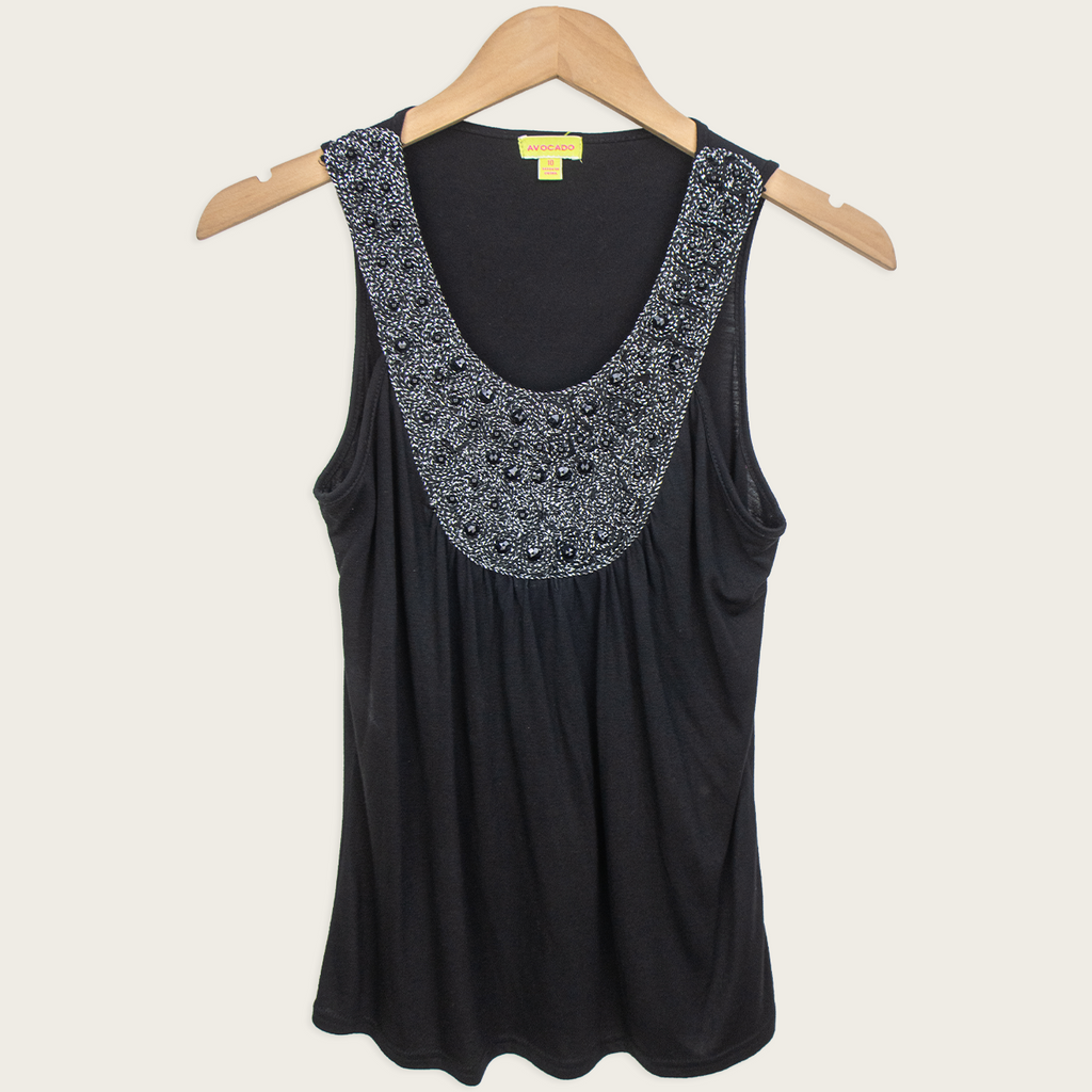 Y2K Avocado Embellished Tank Top - Size M