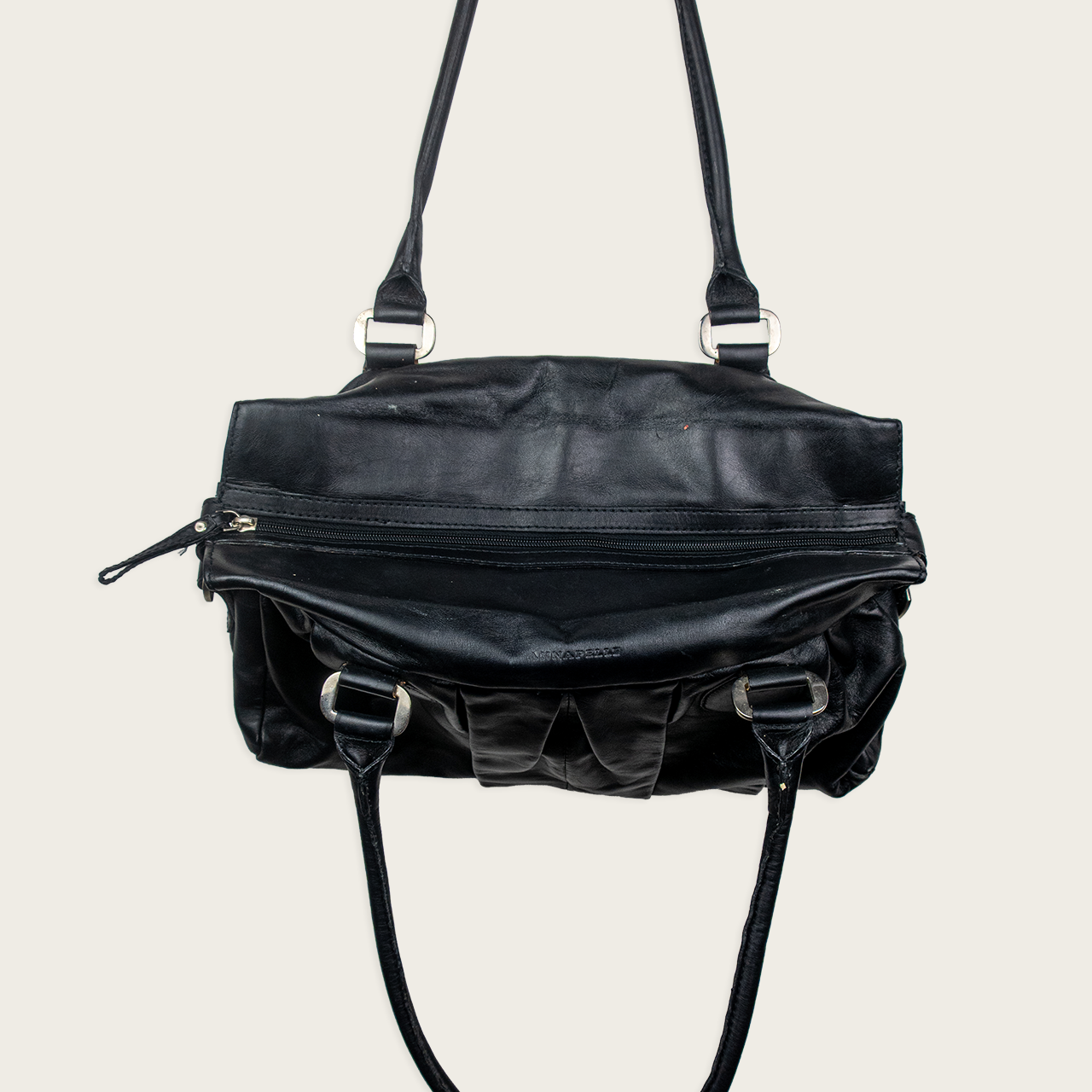 Y2K Annapelle Leather Shoulder Bag - Black Slouchy Tote