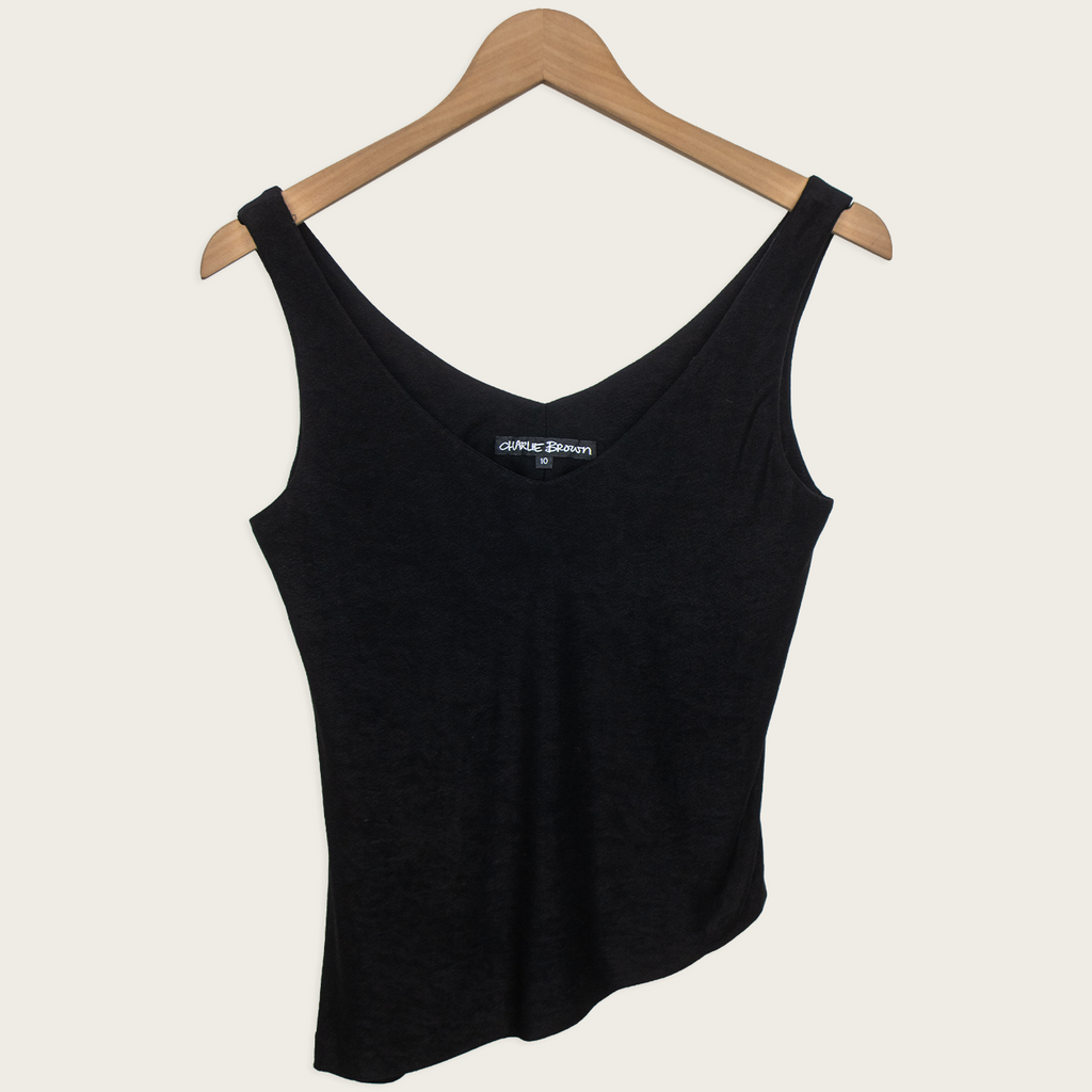 Vintage Charlie Brown Asymmetrical Black Tank Top - Size S/M