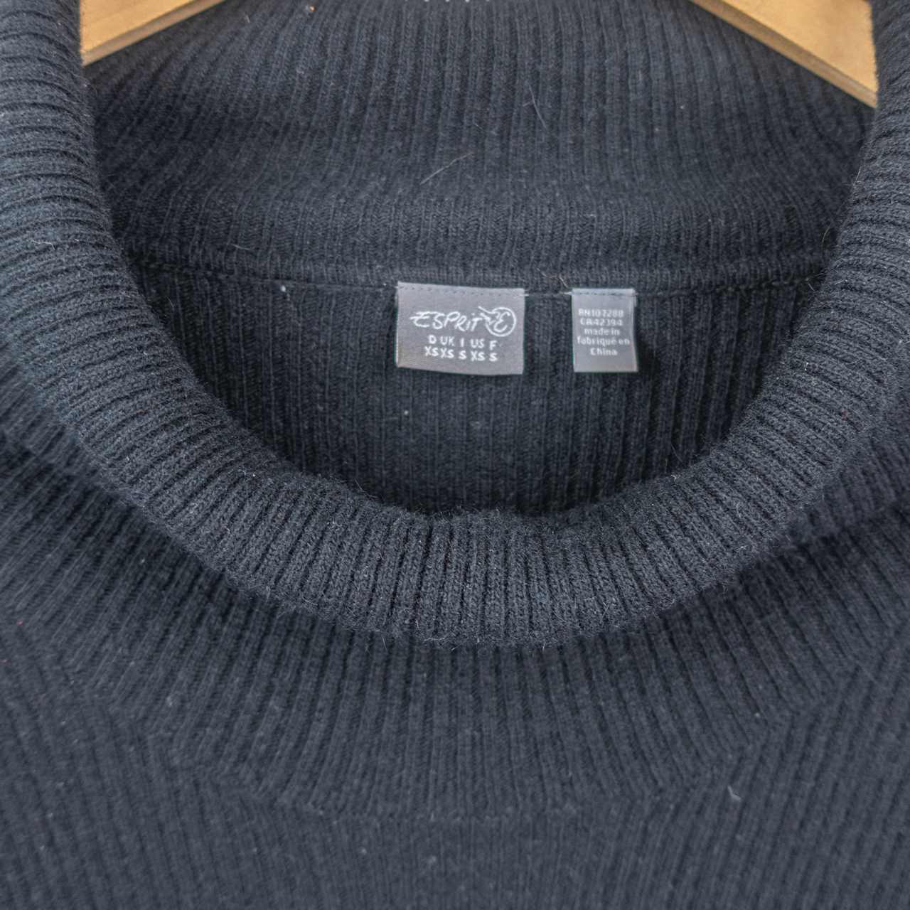 Y2K Esprit Knit Dress - Black Cowl Neck - Size XS