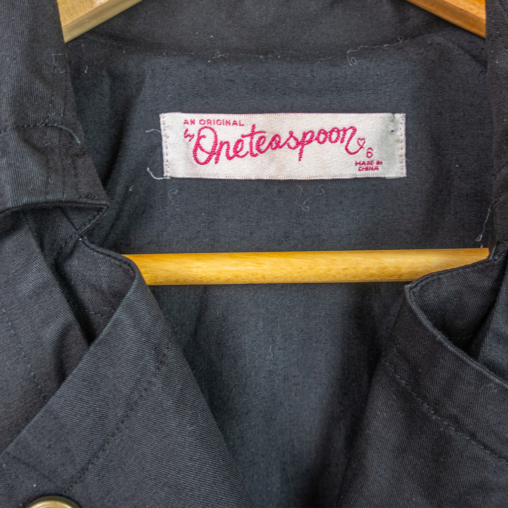 Y2K One Teaspoon Cropped Trench Jacket - Black - Size 6