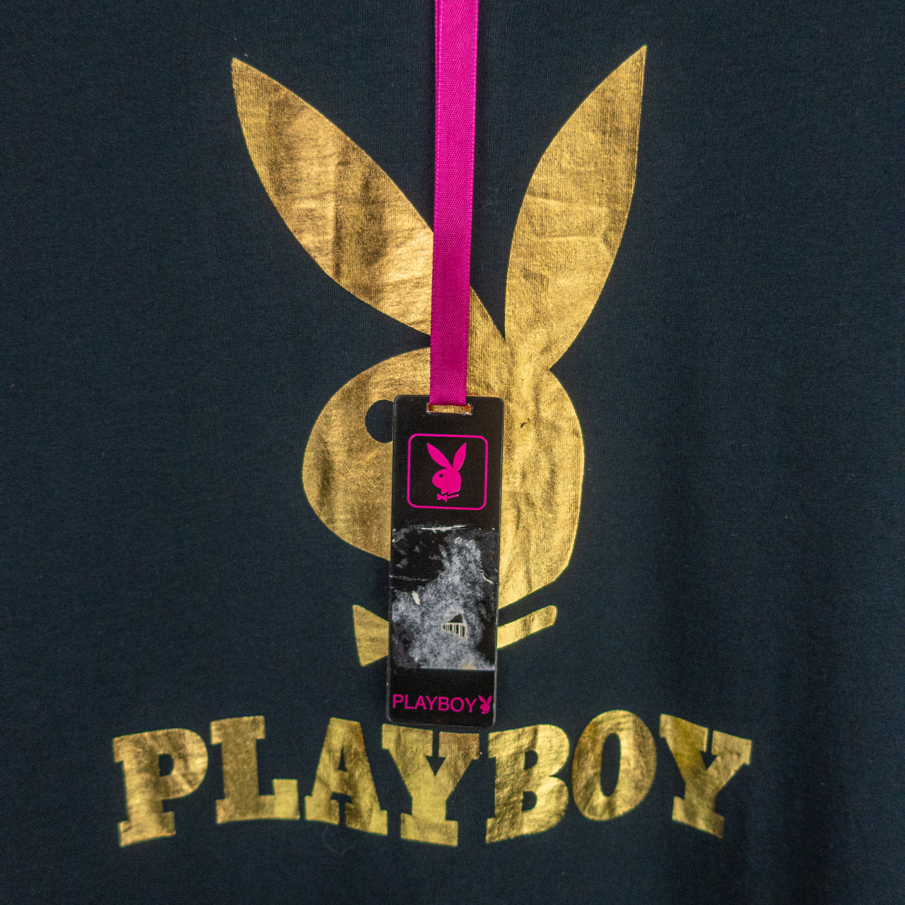 Y2K Playboy Baby Tee - Gold Logo Black - Size 8